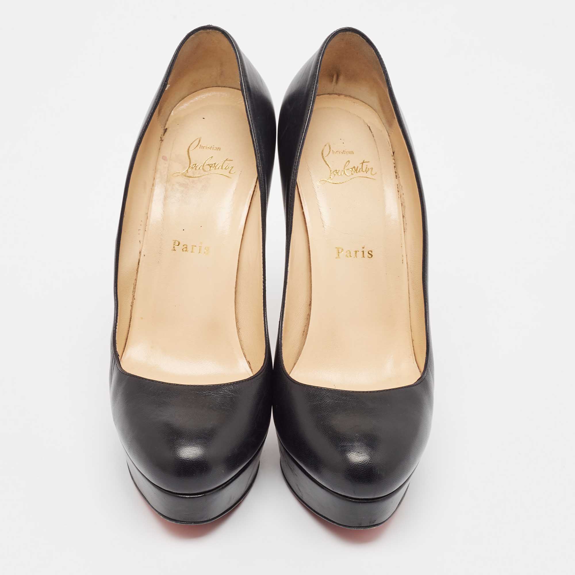 Christian Louboutin Black Leather Bianca Platform Pumps 39.5