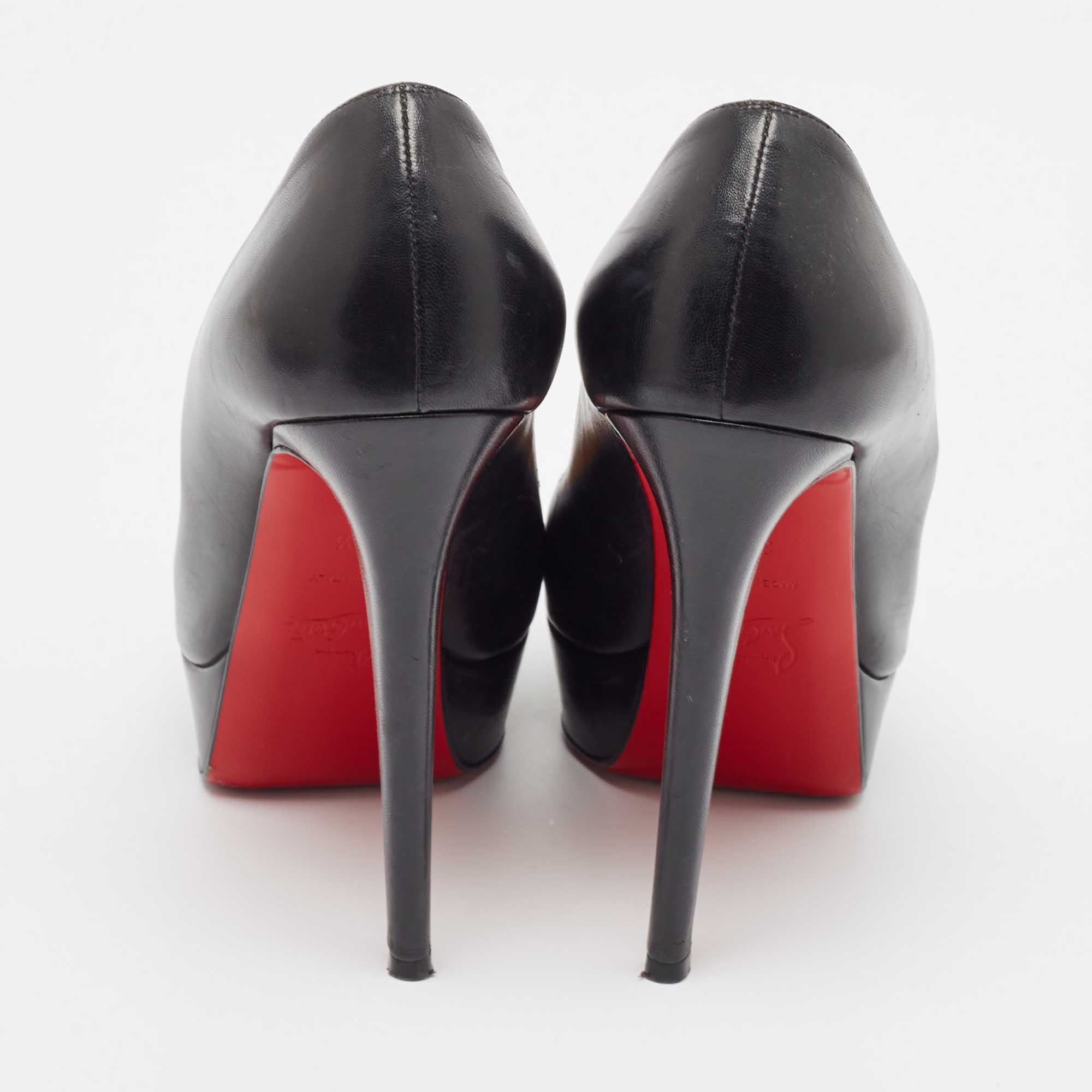 Christian Louboutin Black Leather Bianca Platform Pumps 39.5