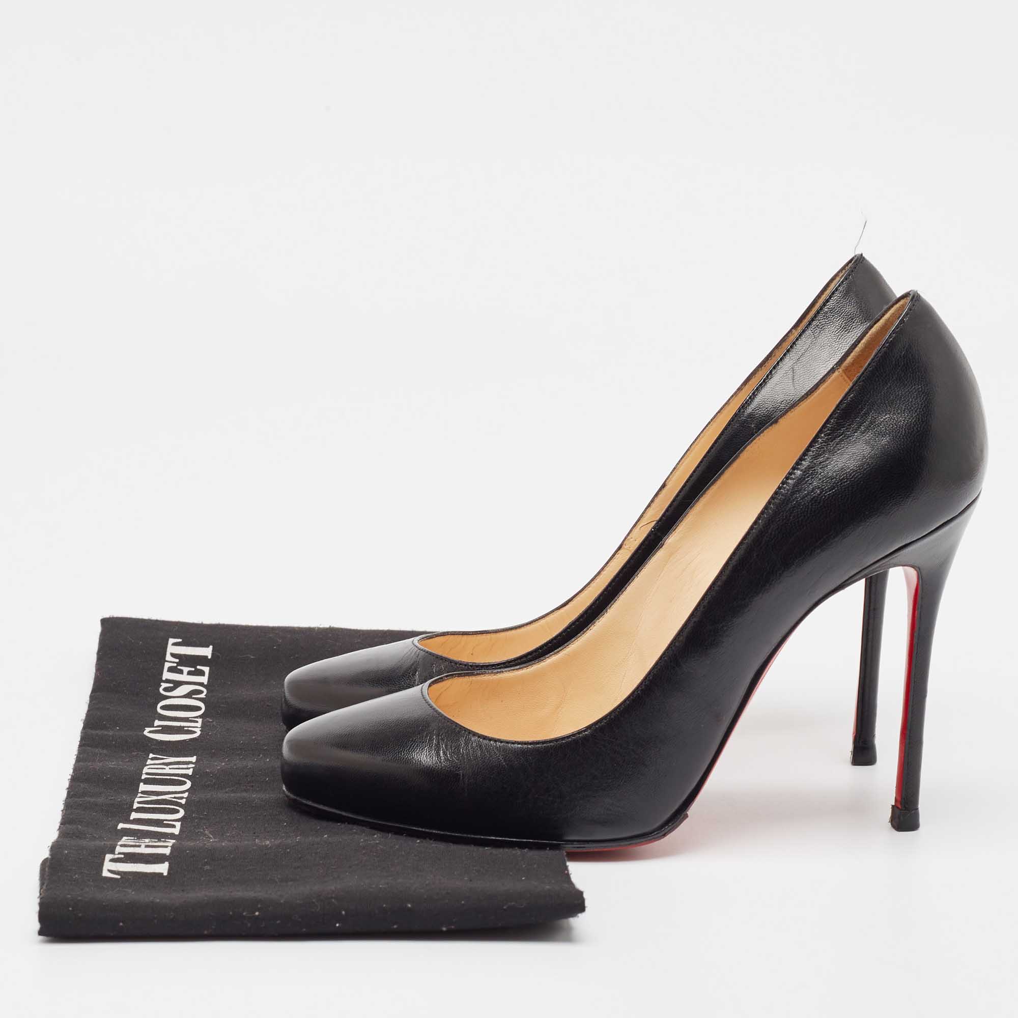 Christian Louboutin Black Leather Simple Pumps Size 38