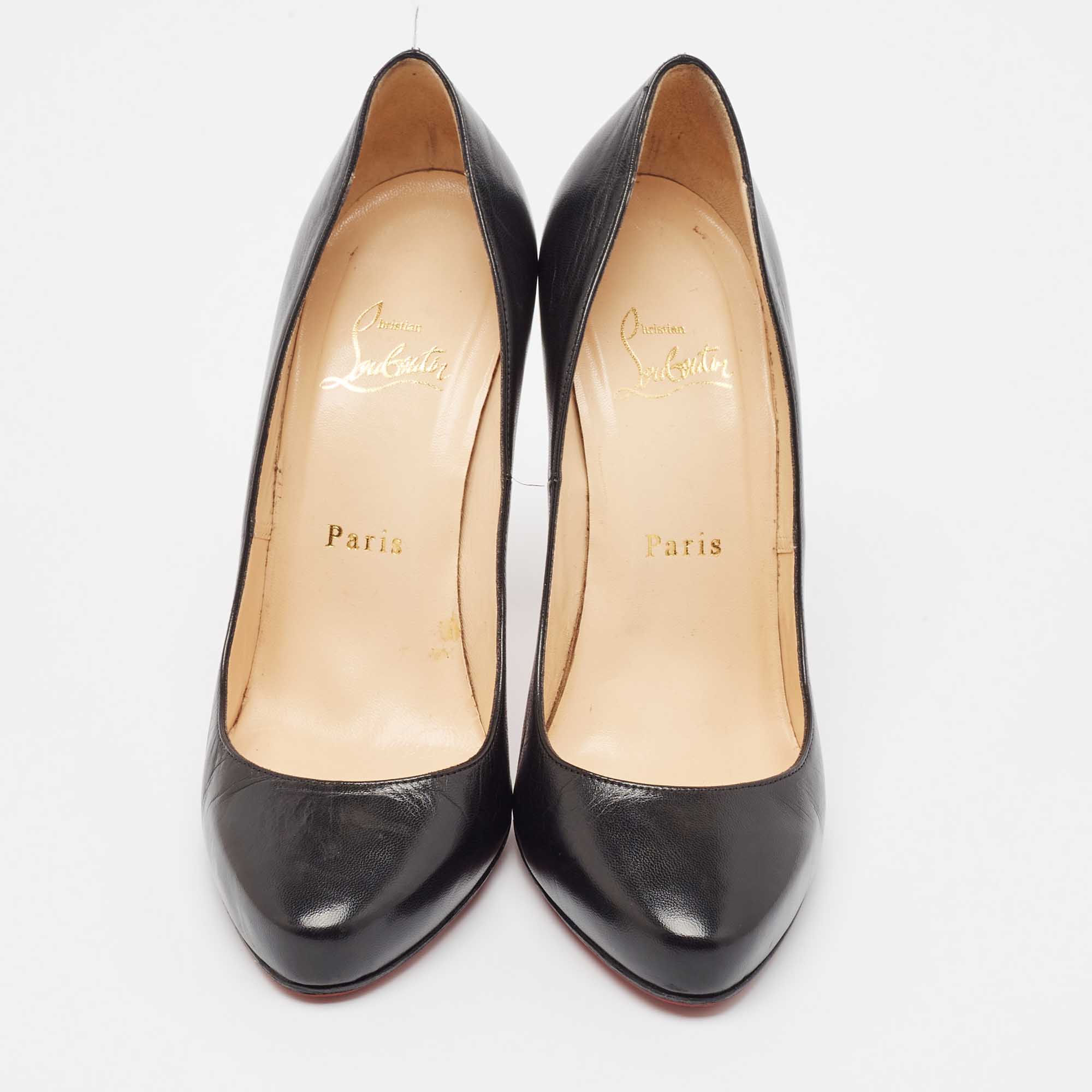 Christian Louboutin Black Leather Simple Pumps Size 38