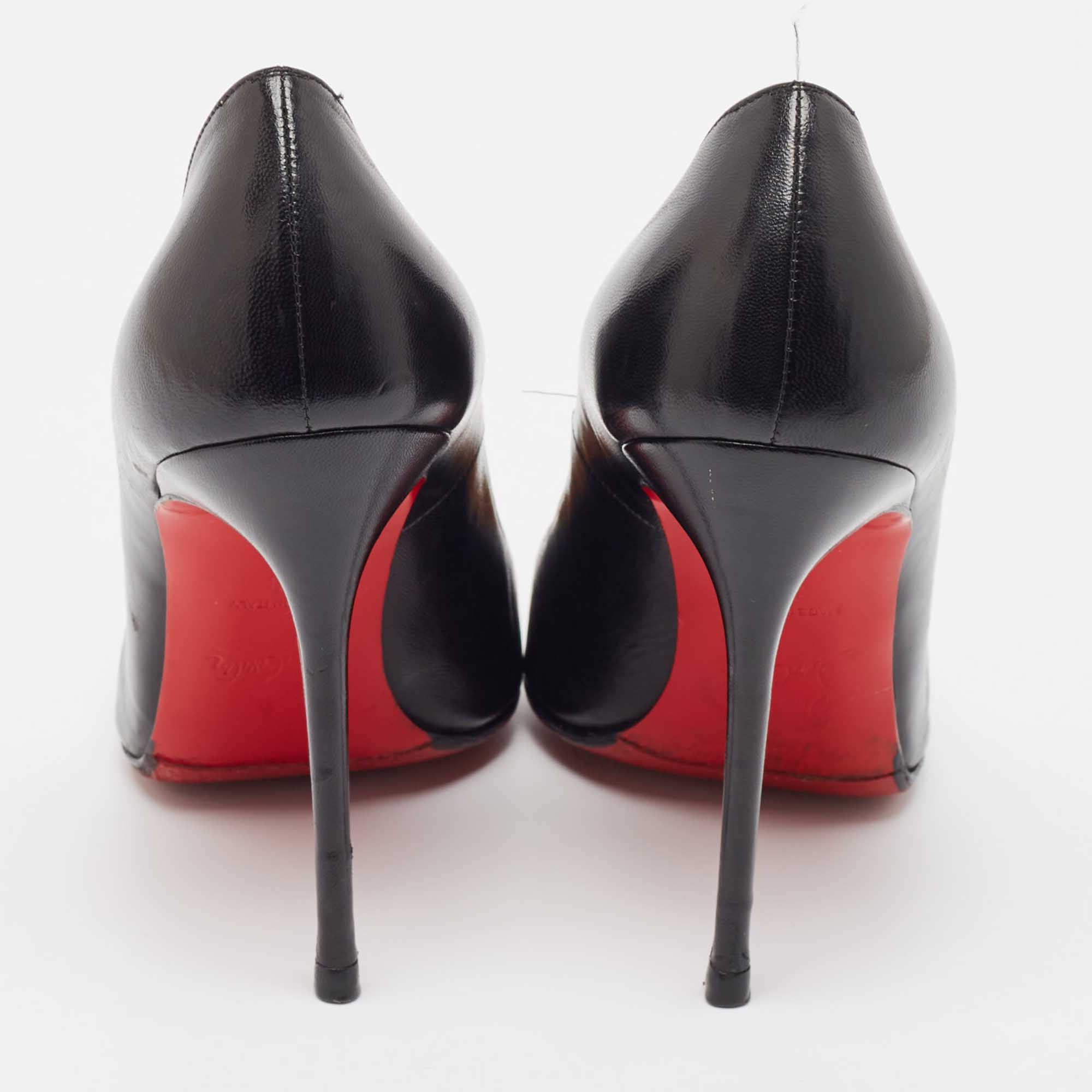 Christian Louboutin Black Leather Simple Pumps Size 38