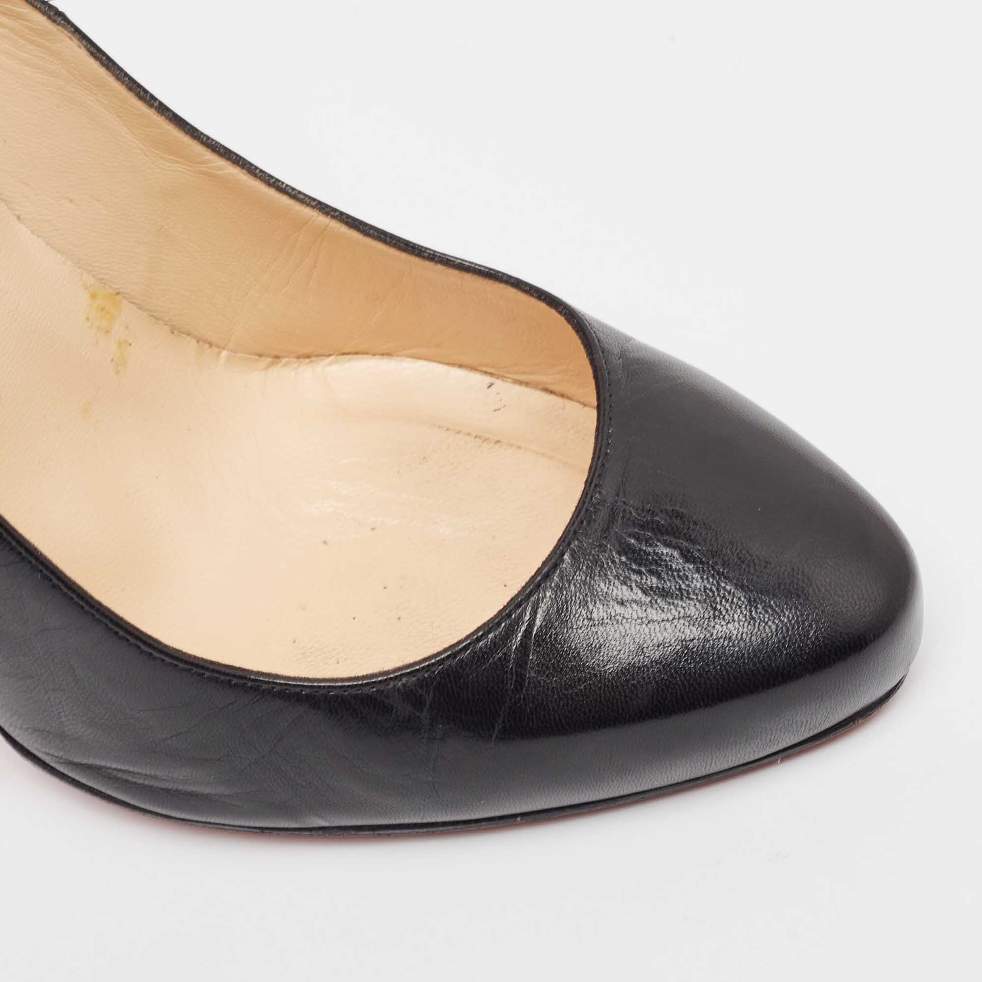 Christian Louboutin Black Leather Simple Pumps Size 38