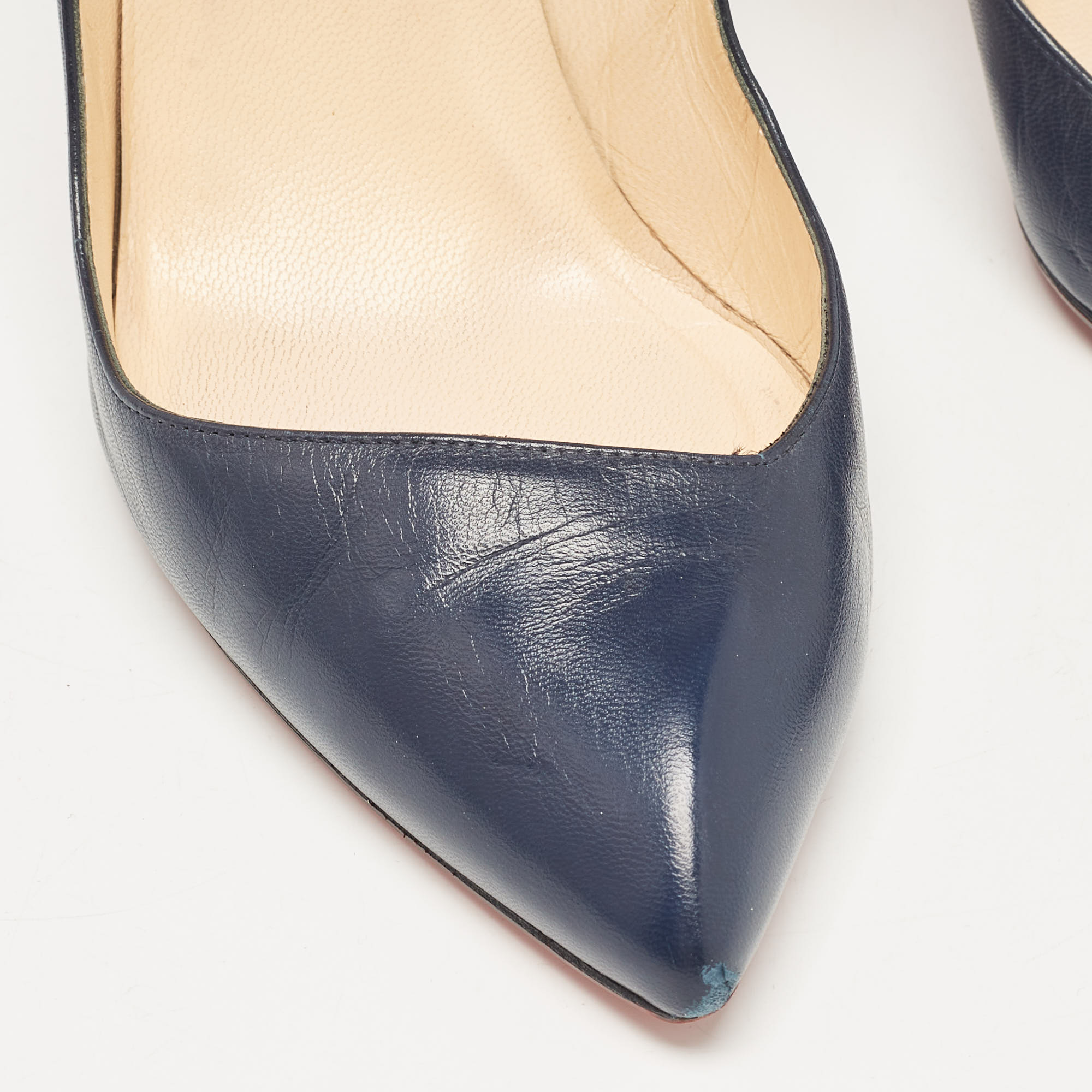 Christian Louboutin Navy Blue Leather Corneille Pumps Size 40.5