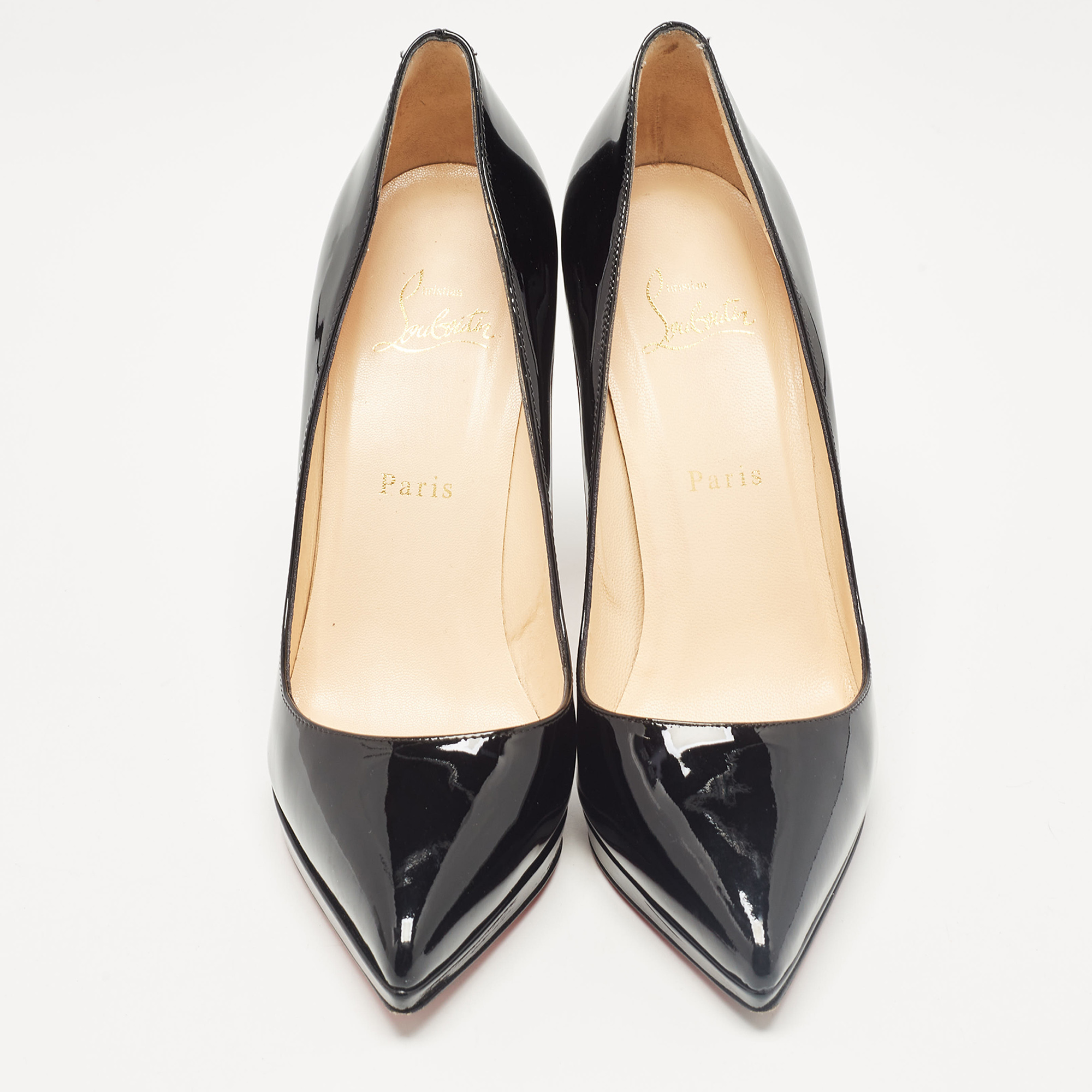 Christian Louboutin Black Patent Leather Pigalle Plato Pumps Size 39.5