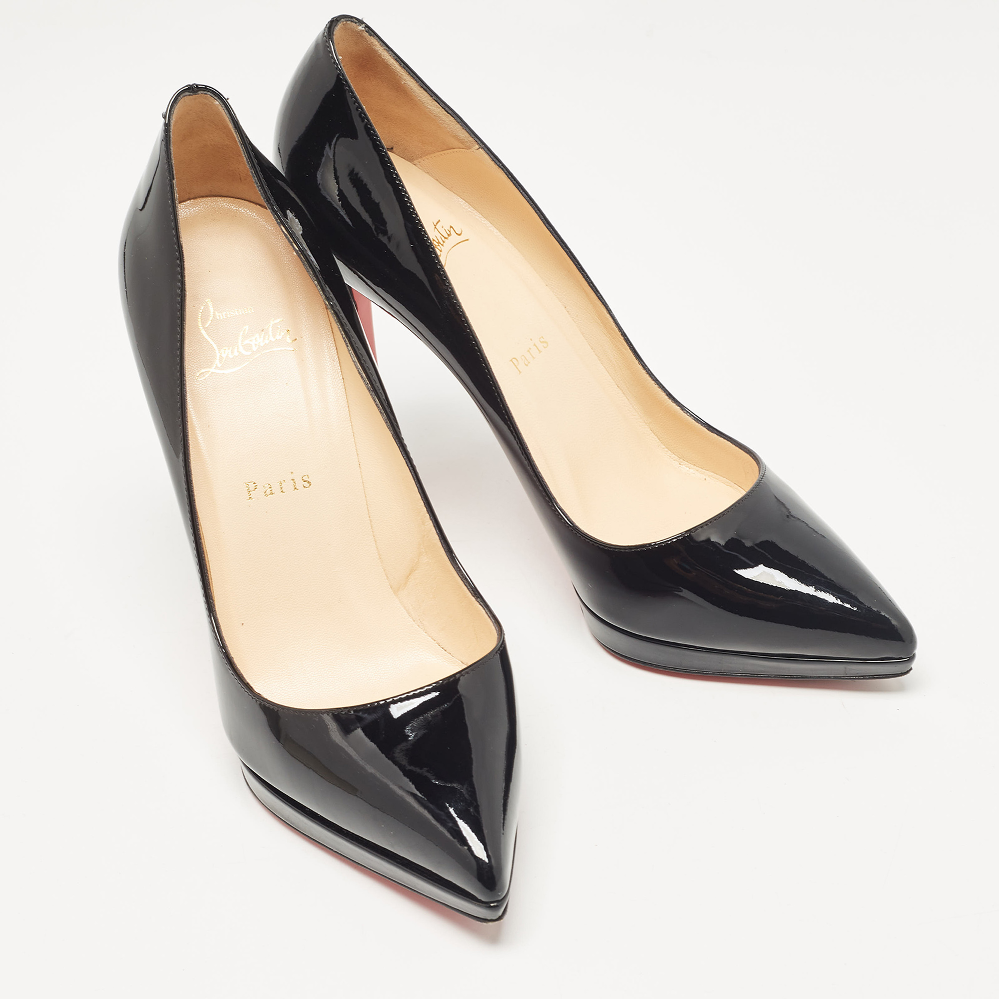 Christian Louboutin Black Patent Leather Pigalle Plato Pumps Size 39.5