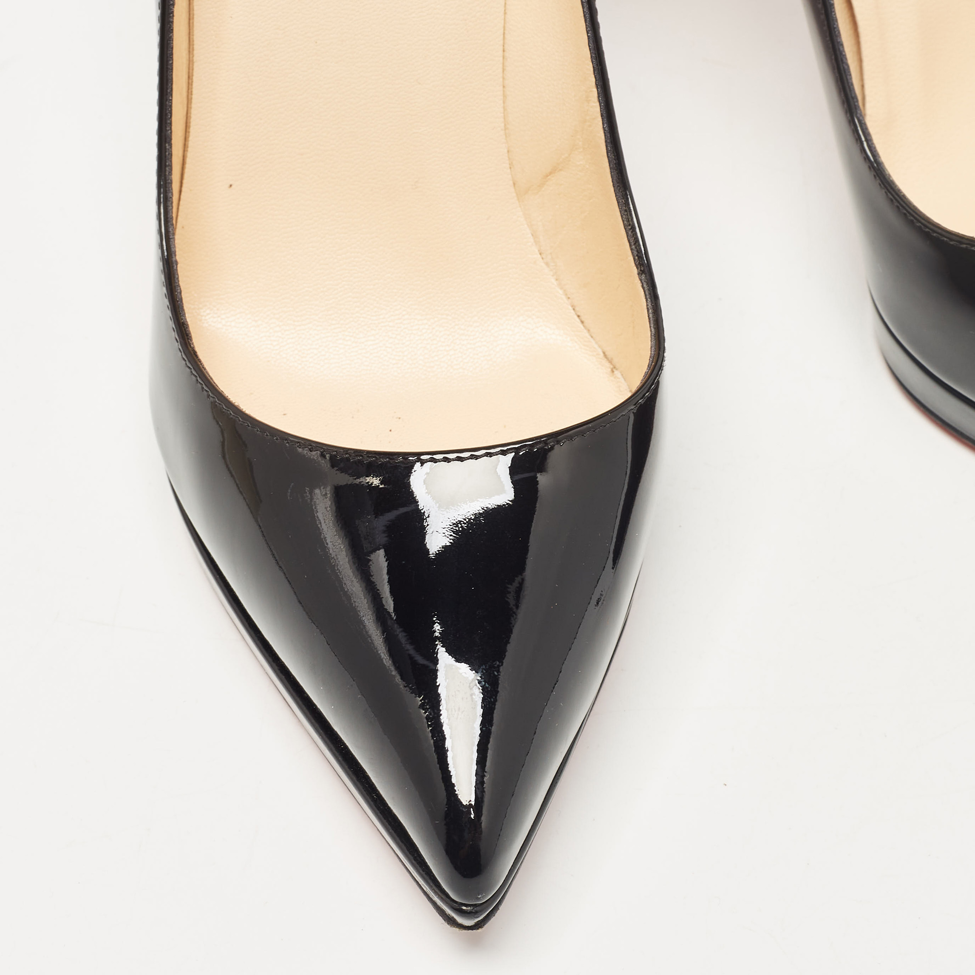 Christian Louboutin Black Patent Leather Pigalle Plato Pumps Size 39.5