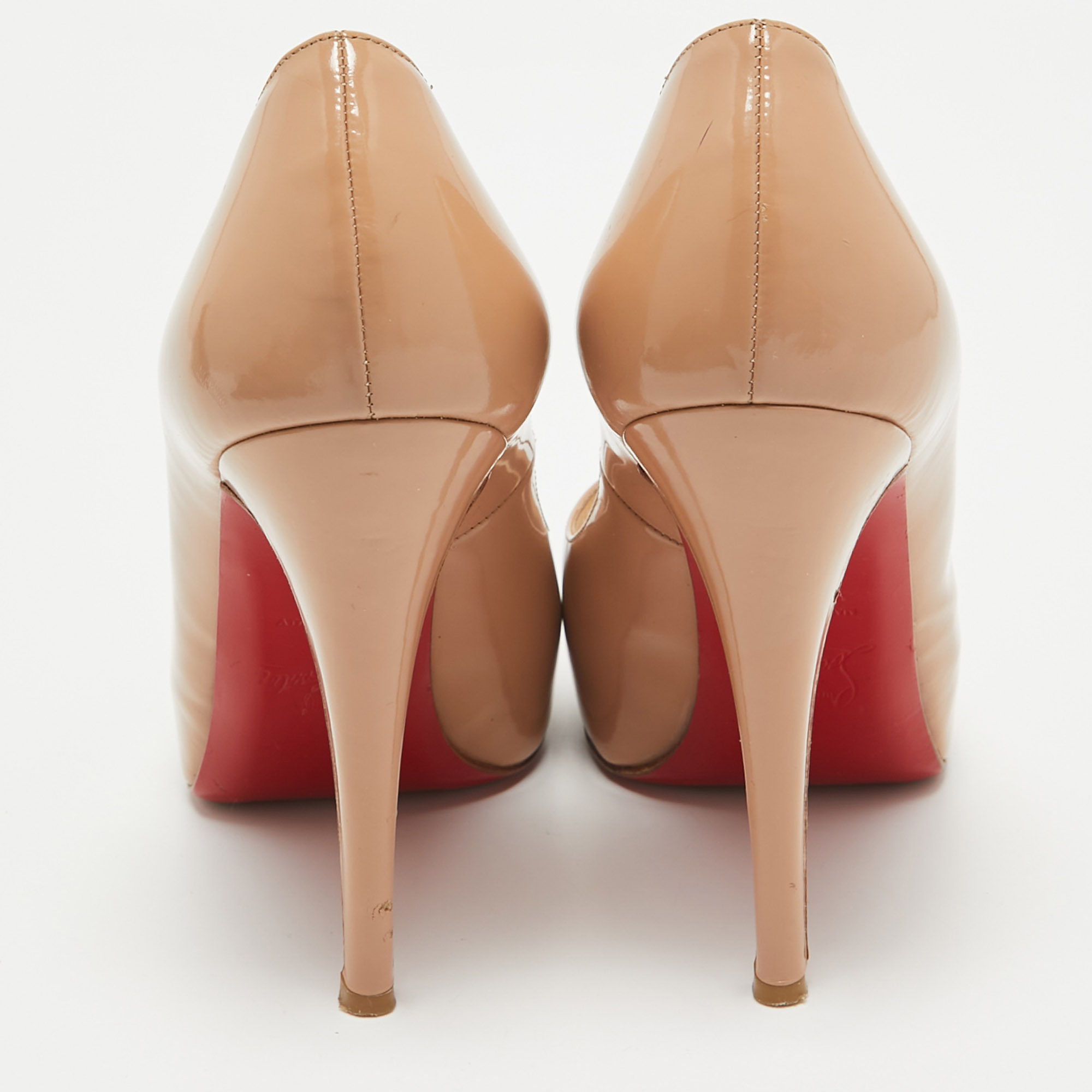 Christian Louboutin Beige Patent Leather Very Prive Pumps Size 37.5