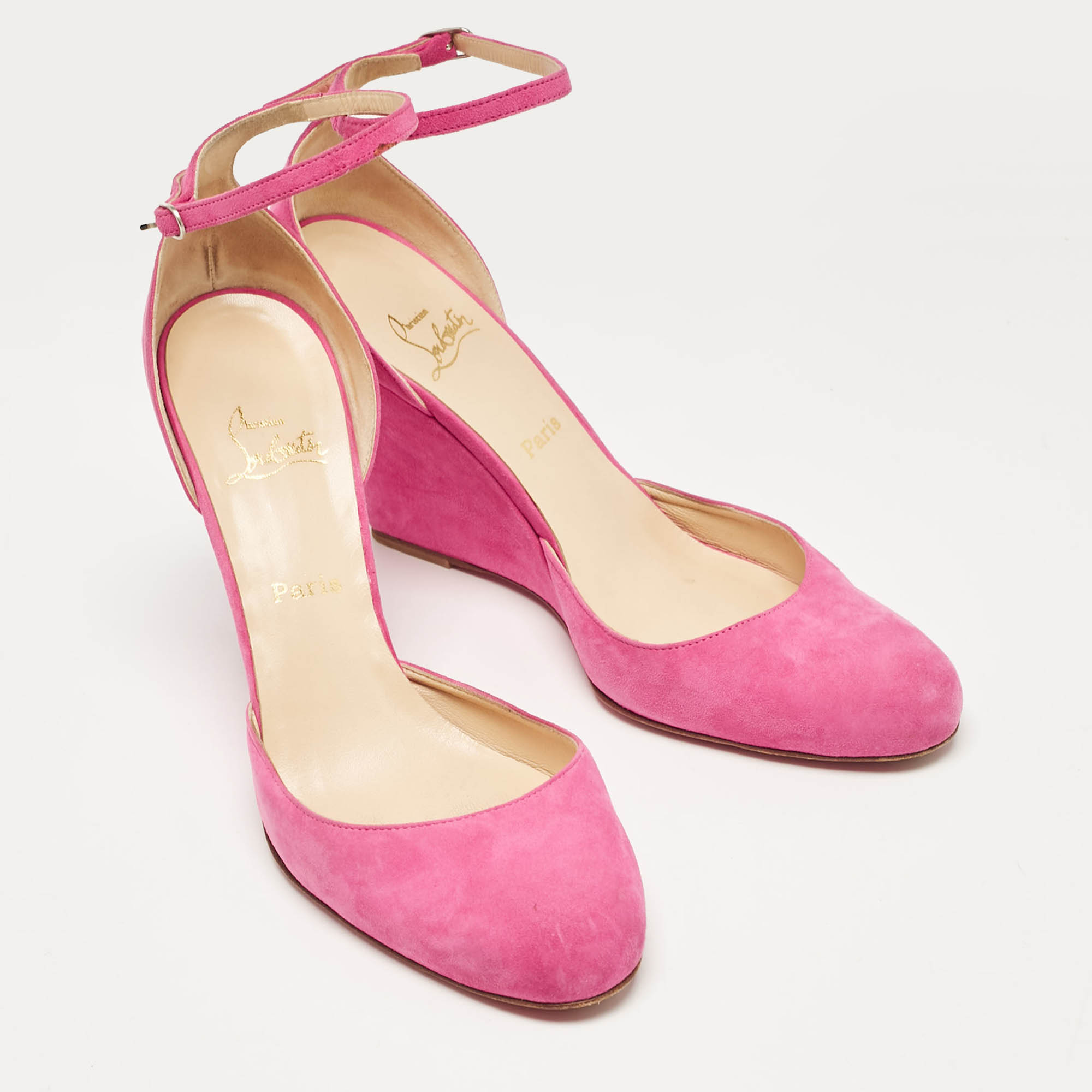 Christian Louboutin Pink Suede Rocaille Pumps Size 41