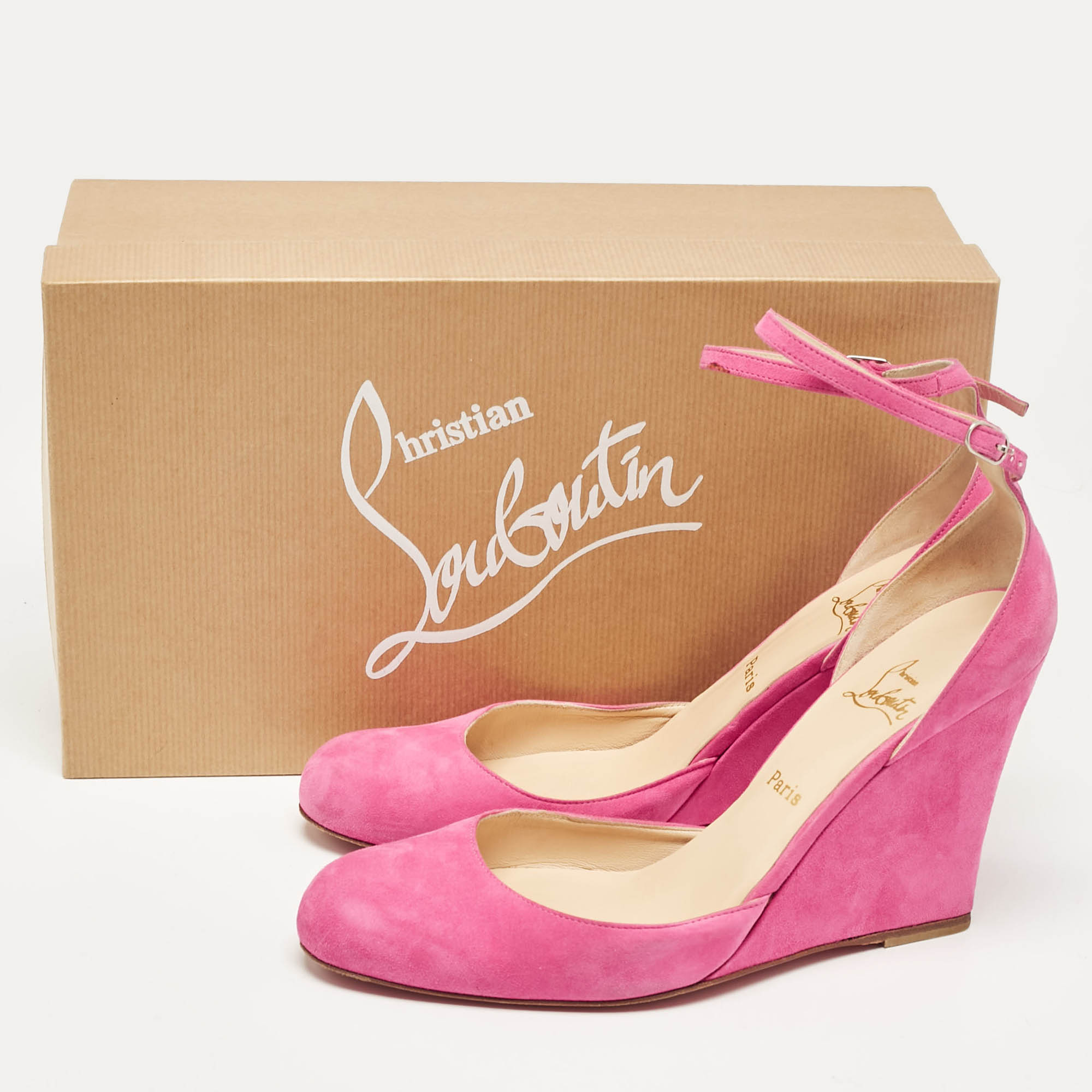 Christian Louboutin Pink Suede Rocaille Pumps Size 41