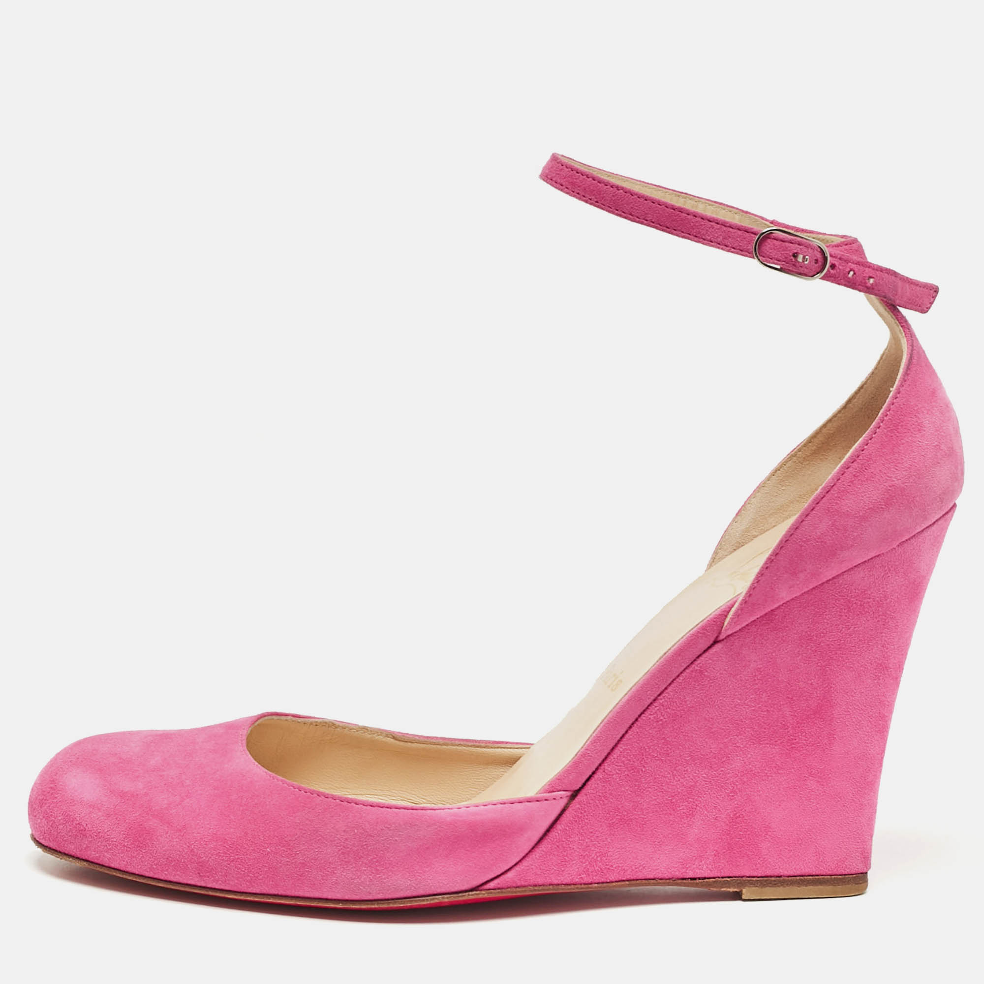 Christian Louboutin Pink Suede Rocaille Pumps Size 41