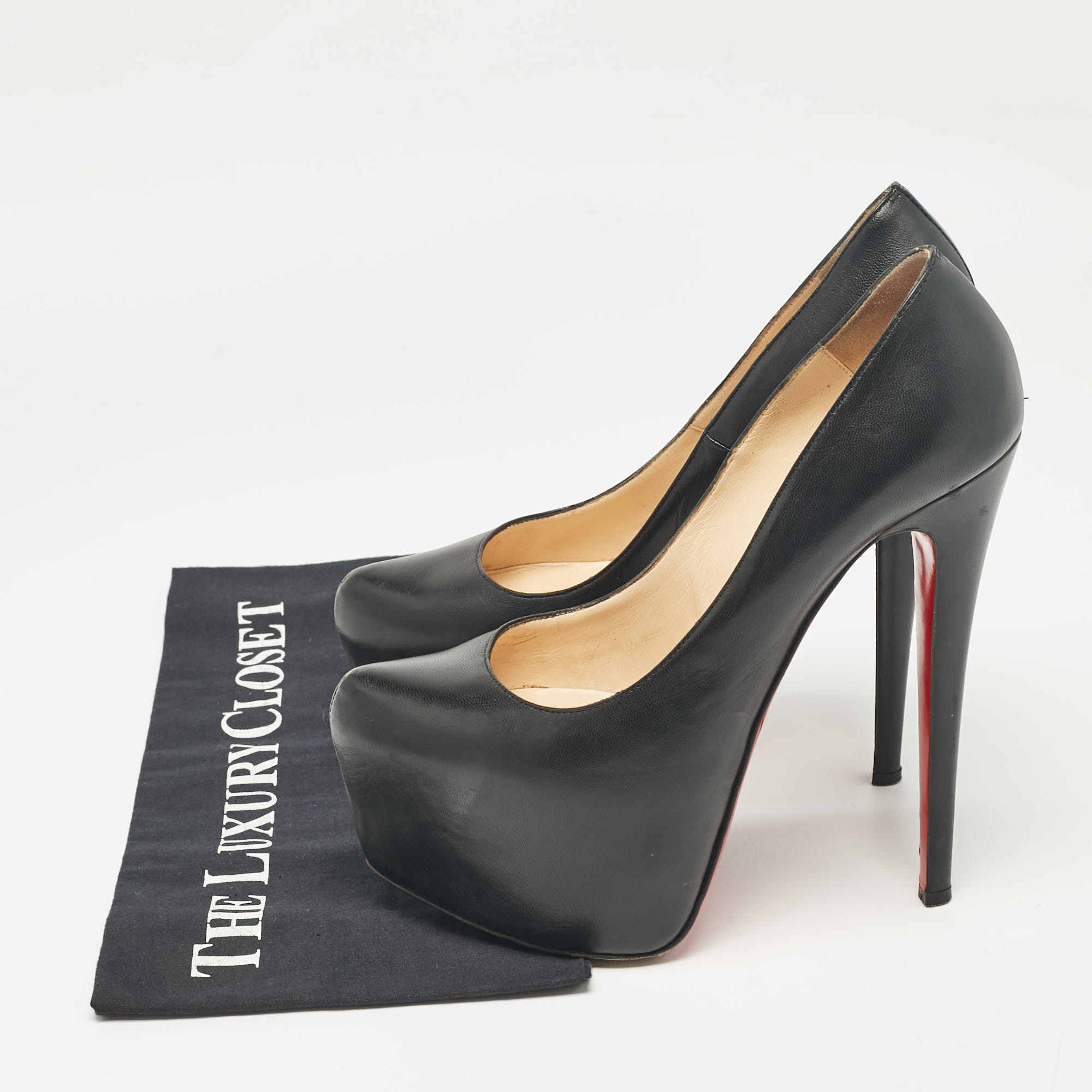 Christian Louboutin Black Leather Daffodile Platform Pumps Size 38.5