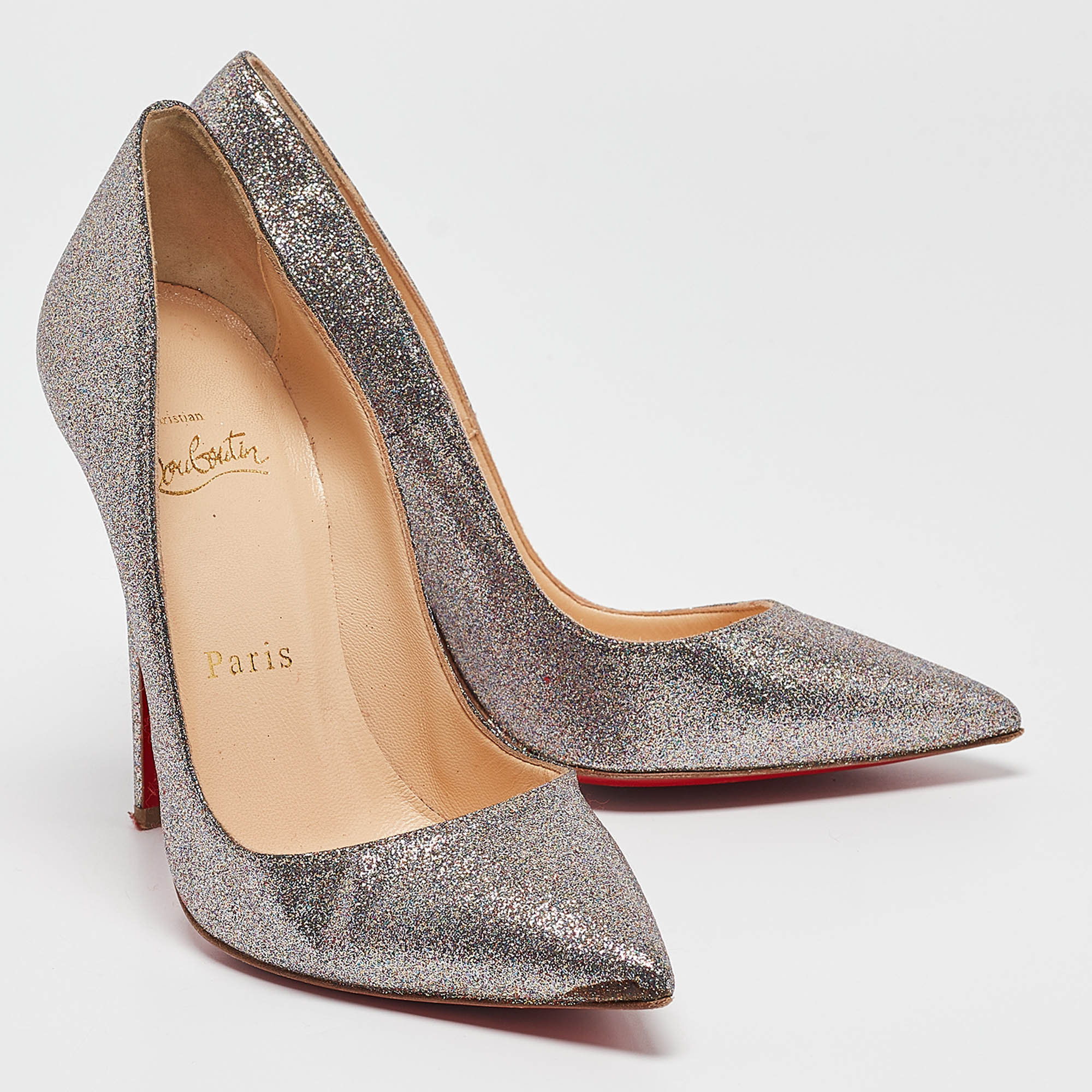 Christian Louboutin Silver Glitter So Kate Pumps Size 35