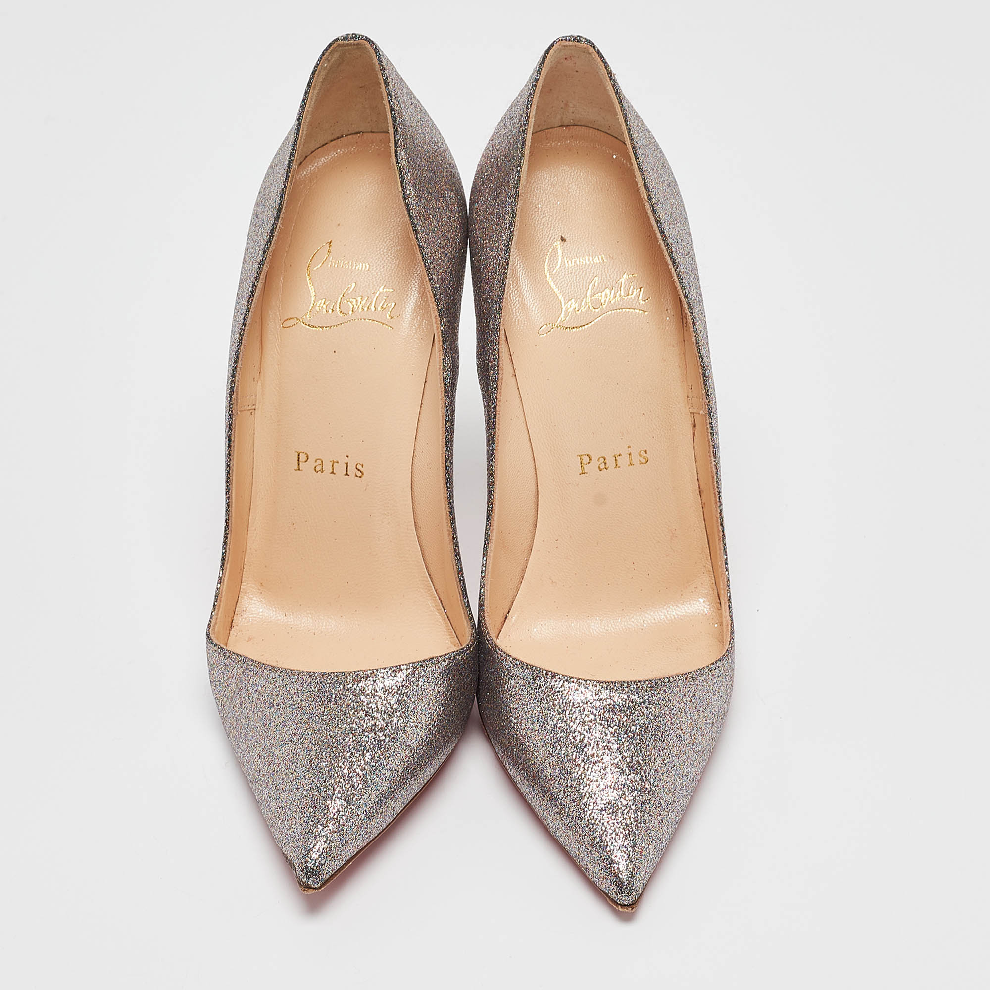 Christian Louboutin Silver Glitter So Kate Pumps Size 35