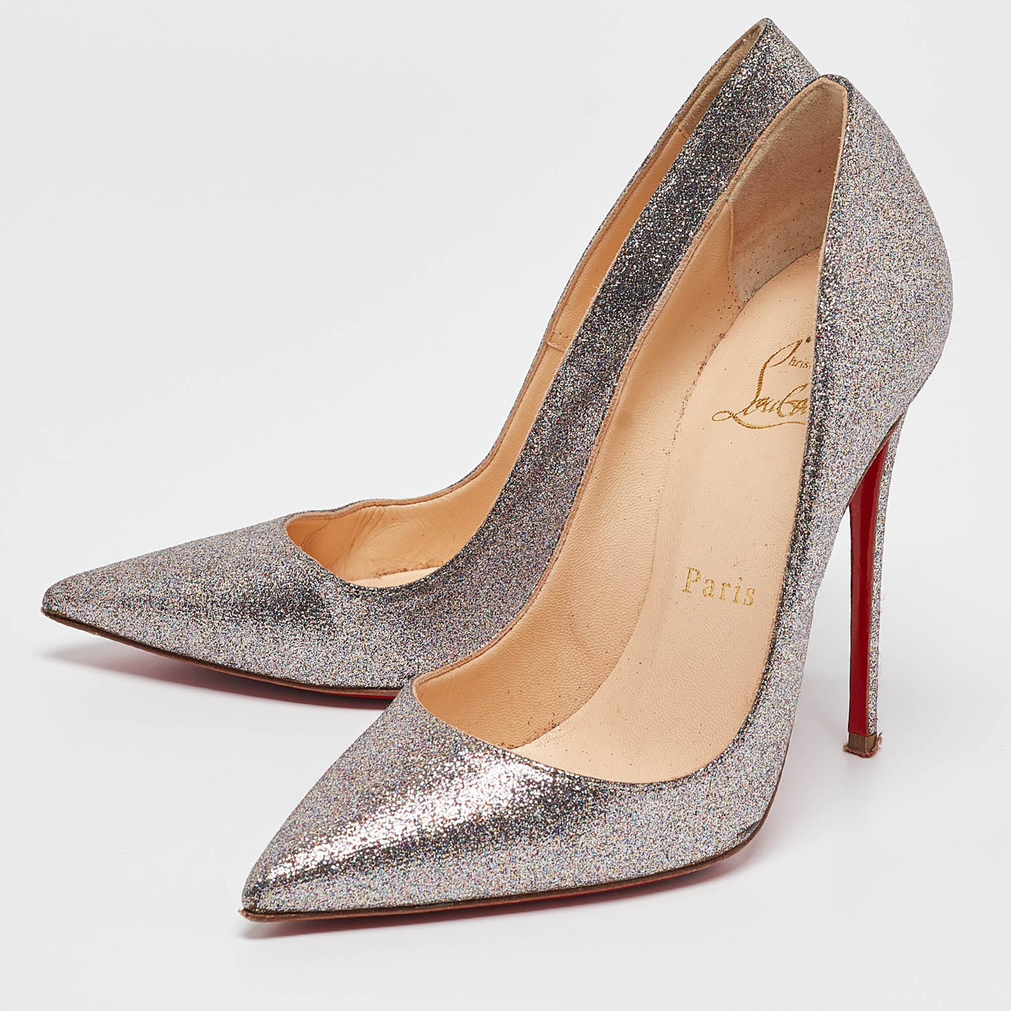 Christian Louboutin Silver Glitter So Kate Pumps Size 35