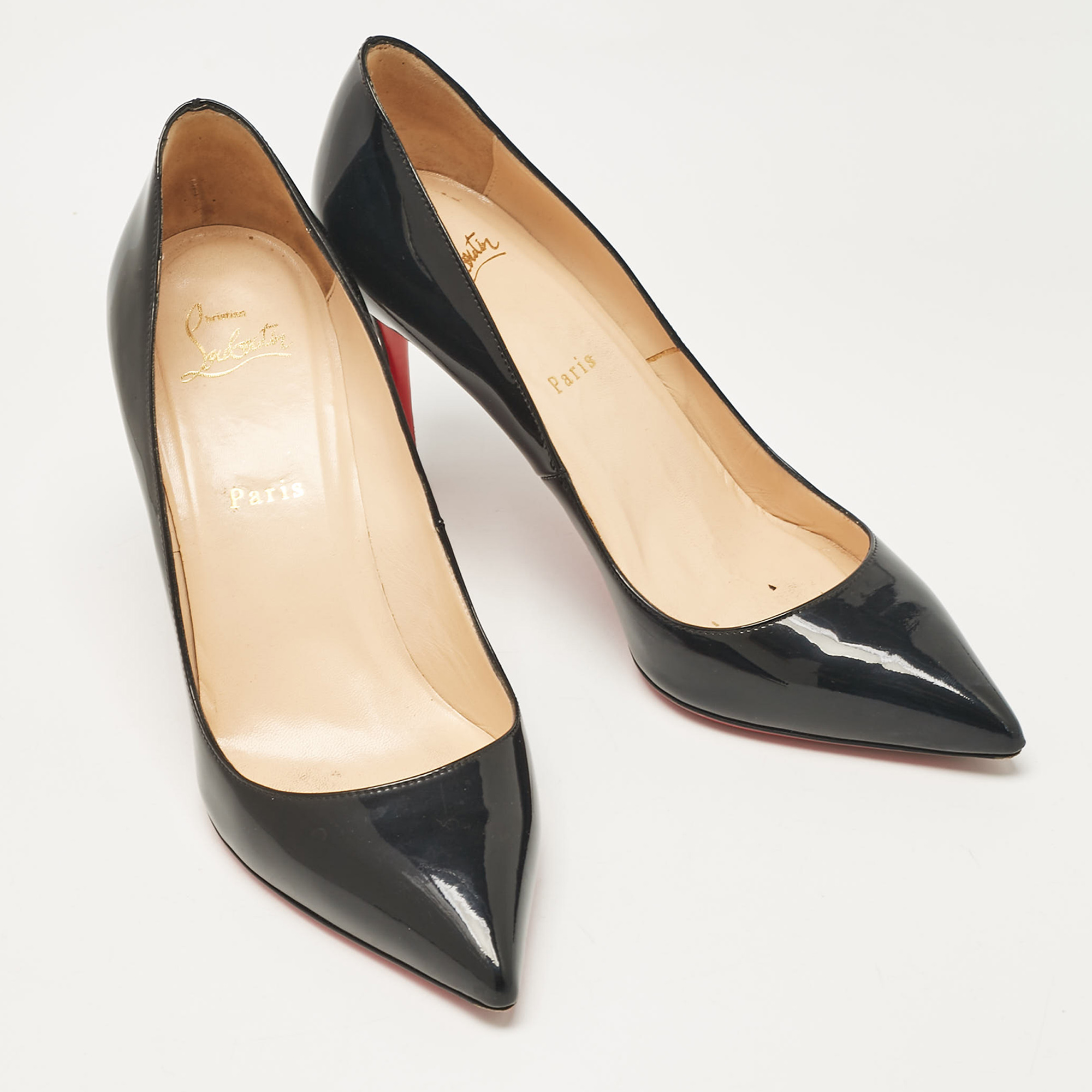 Christian Louboutin Black Patent Leather Pigalle Pumps Size 39.5