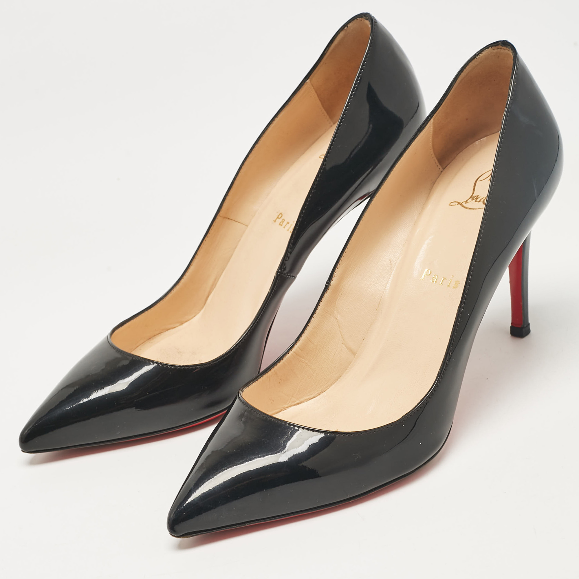 Christian Louboutin Black Patent Leather Pigalle Pumps Size 39.5