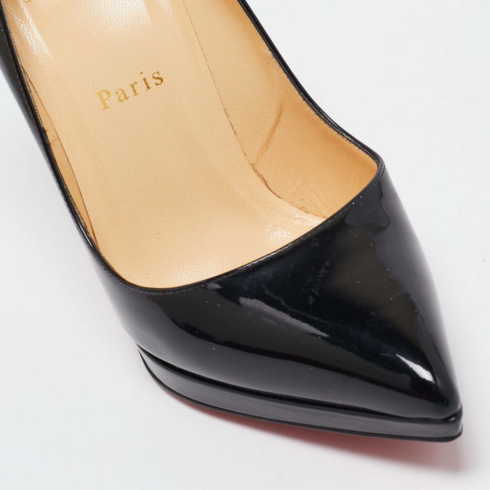 Christian Louboutin Black Patent Leather Pigalle Plato Pumps Size 38.5