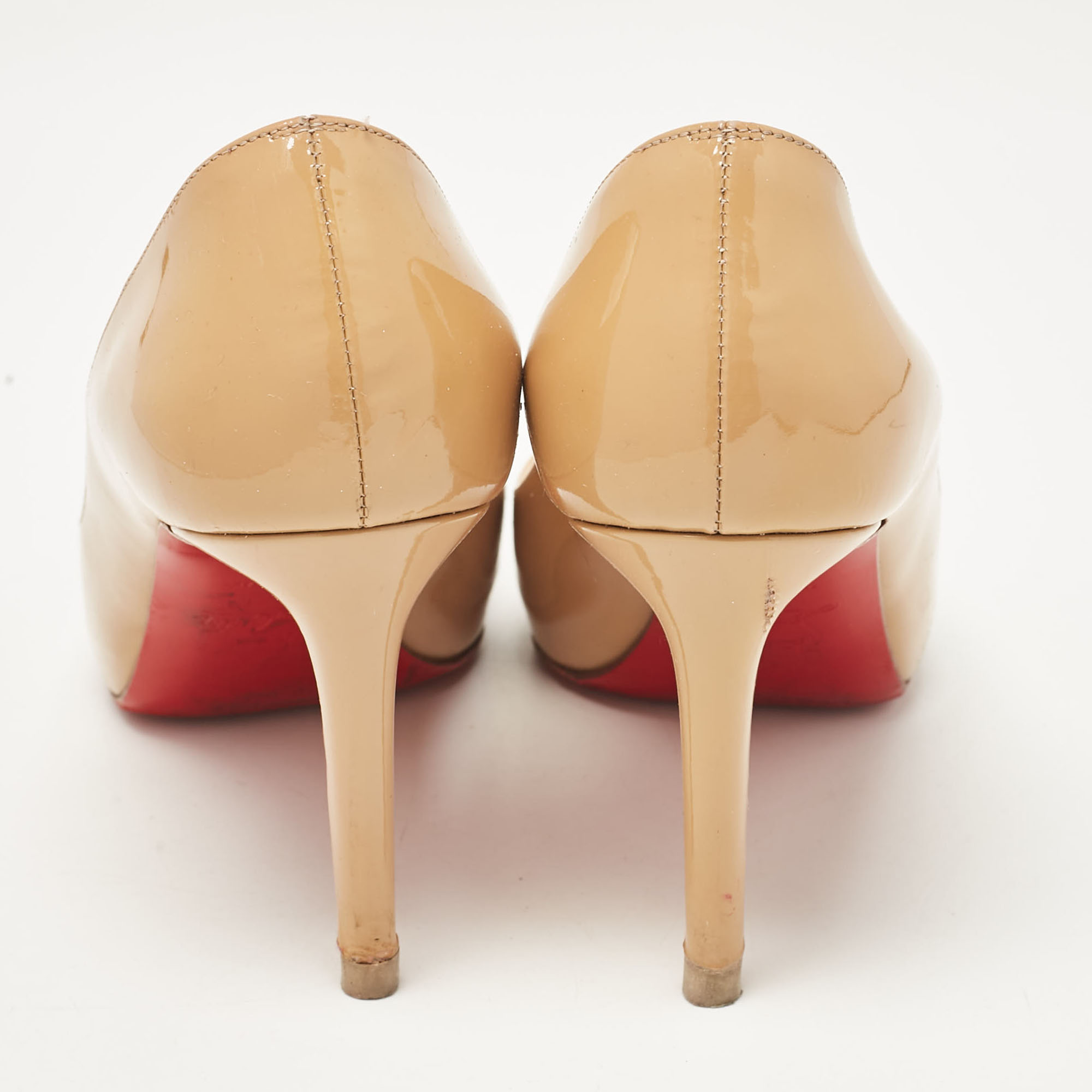 Christian Louboutin Beige Patent Leather No Matter Pumps Size 38