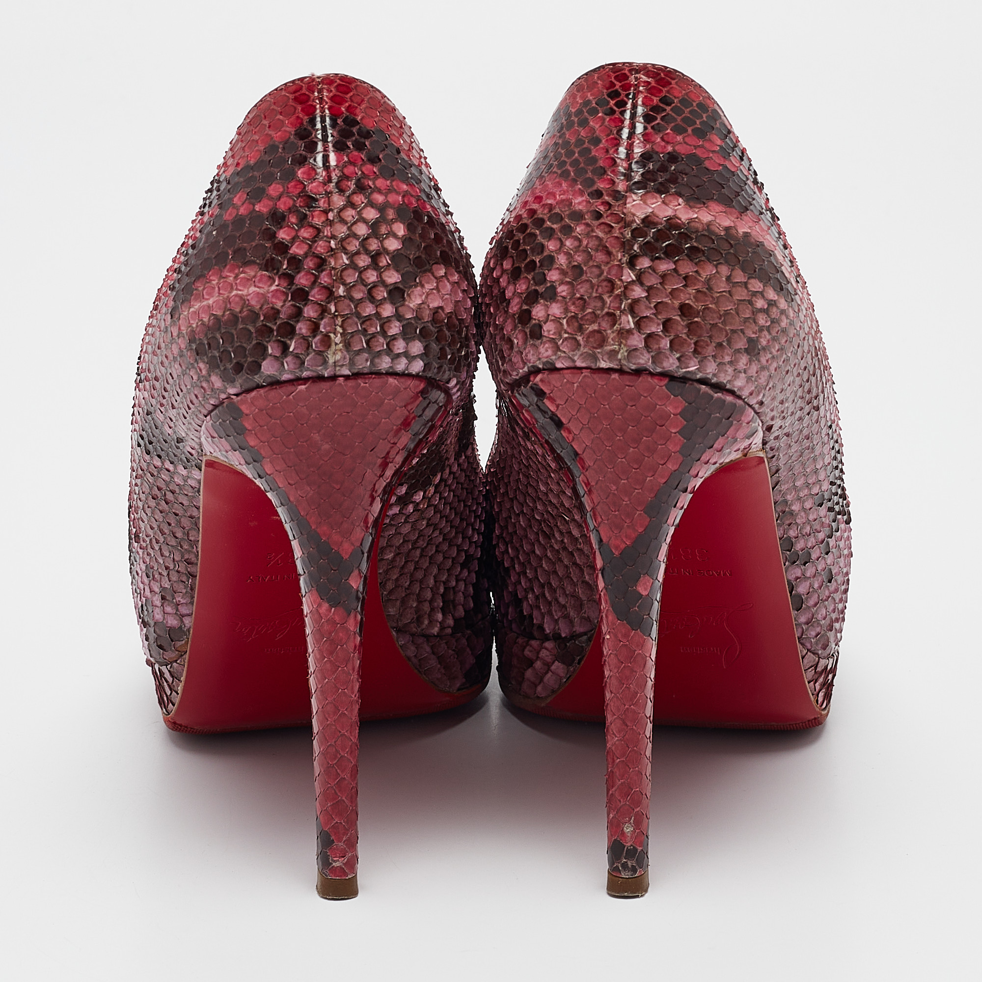 Christian Louboutin Red/Black Python New Simple Pumps Size 38.5