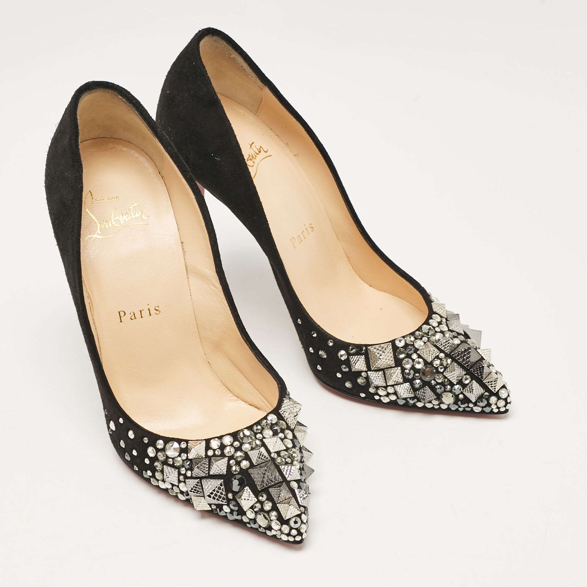 Christian Louboutin Black Suede Embellished Keopump Pumps Size 35