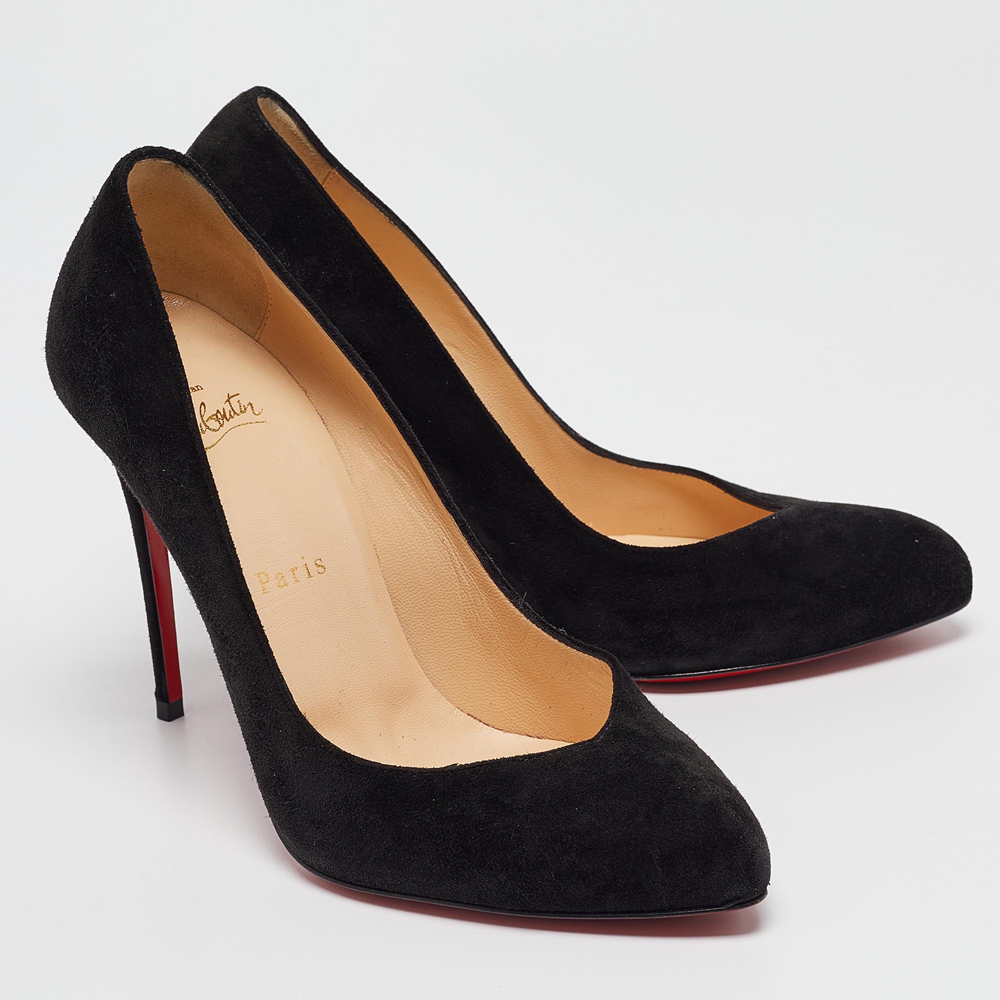 Christian Louboutin Black Suede Corneille Pumps Size 38.5