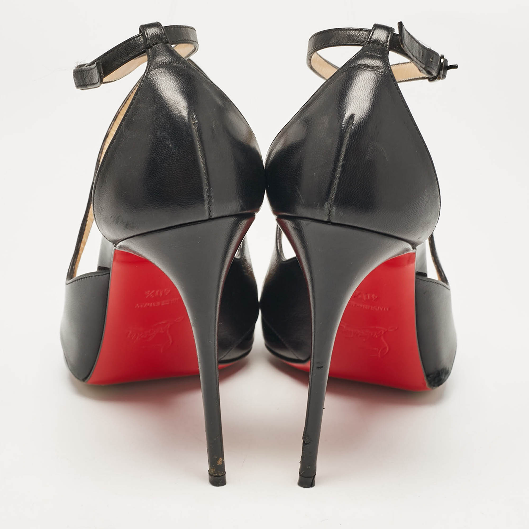 Christian Louboutin Black Patent And Leather Crossfliketa Pumps 40.5