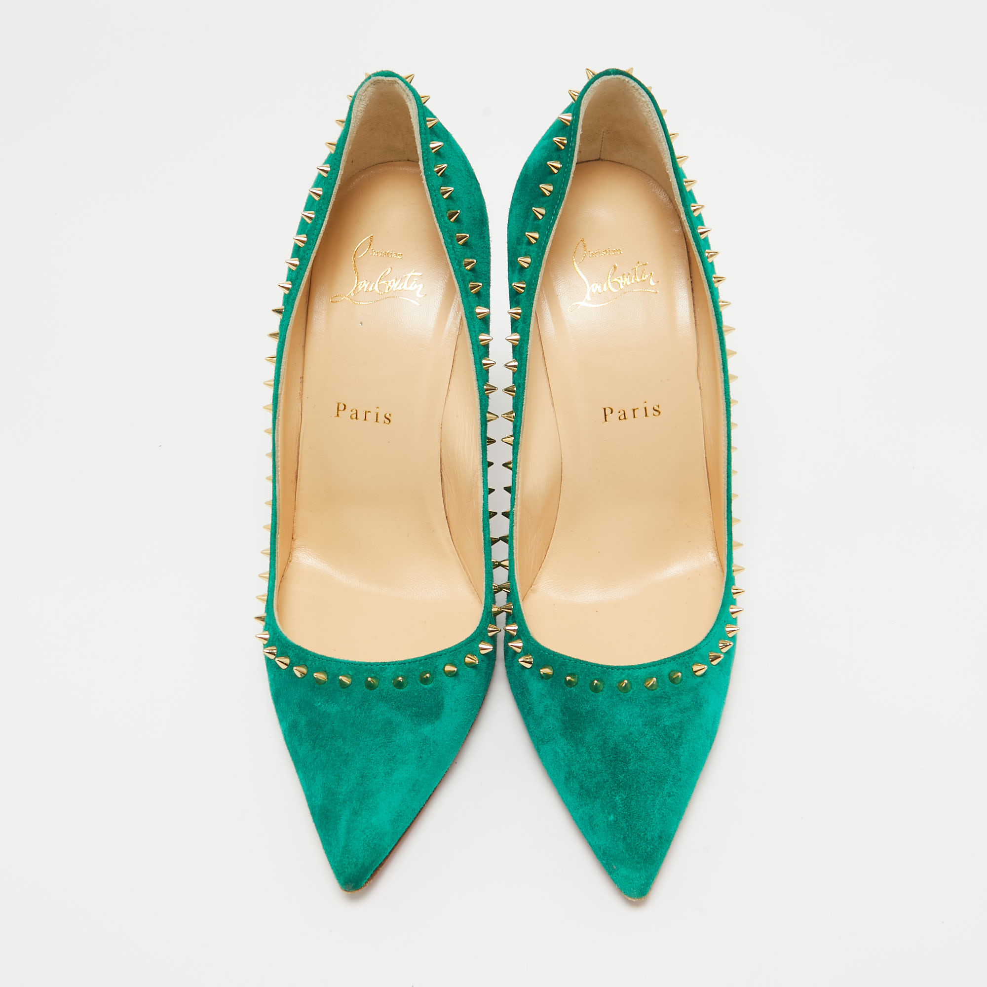 Christian Louboutin Green Suede Anjalina Pumps Size 38