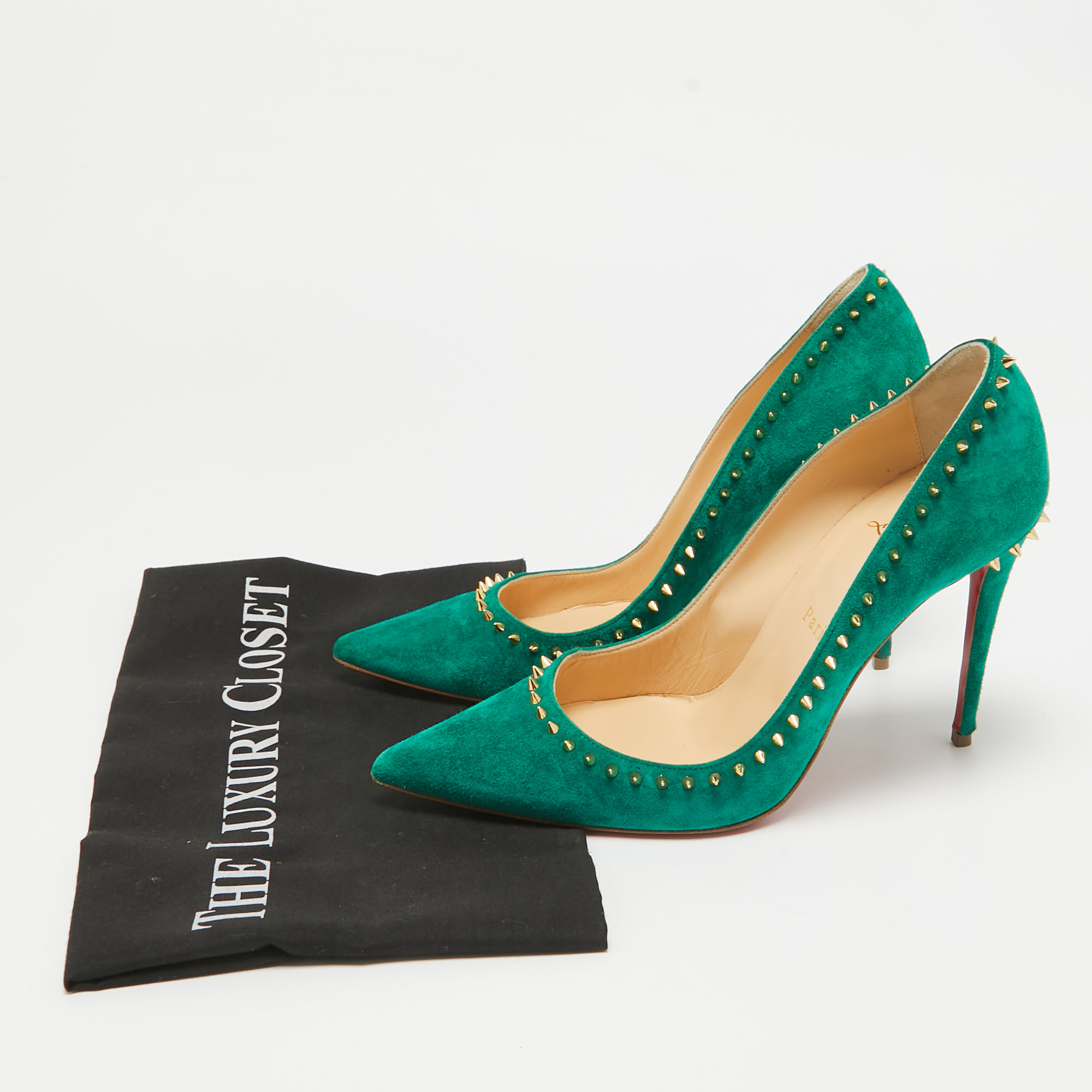 Christian Louboutin Green Suede Anjalina Pumps Size 38