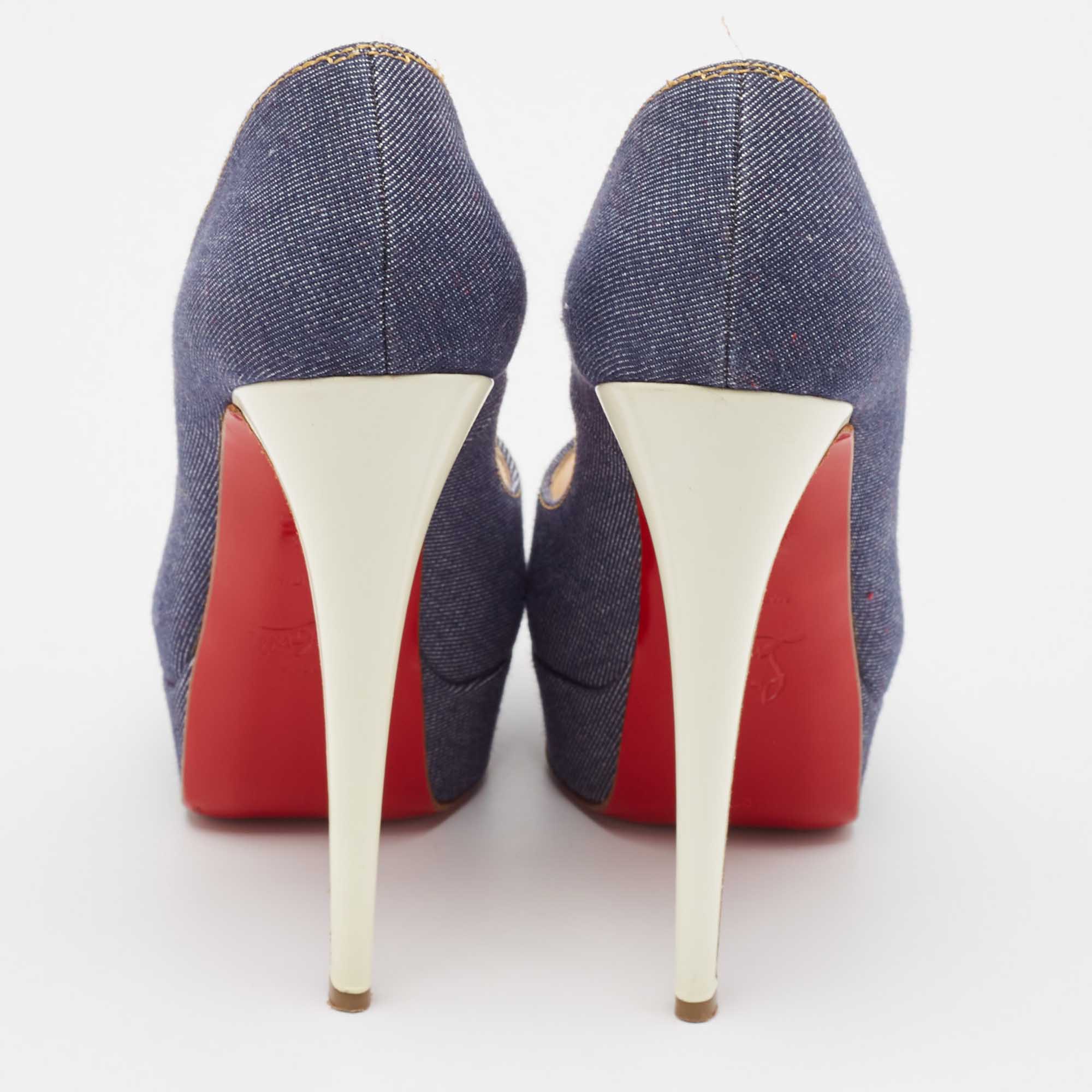 Christian Louboutin Blue Denim Lady Peep Pumps Size 36.5