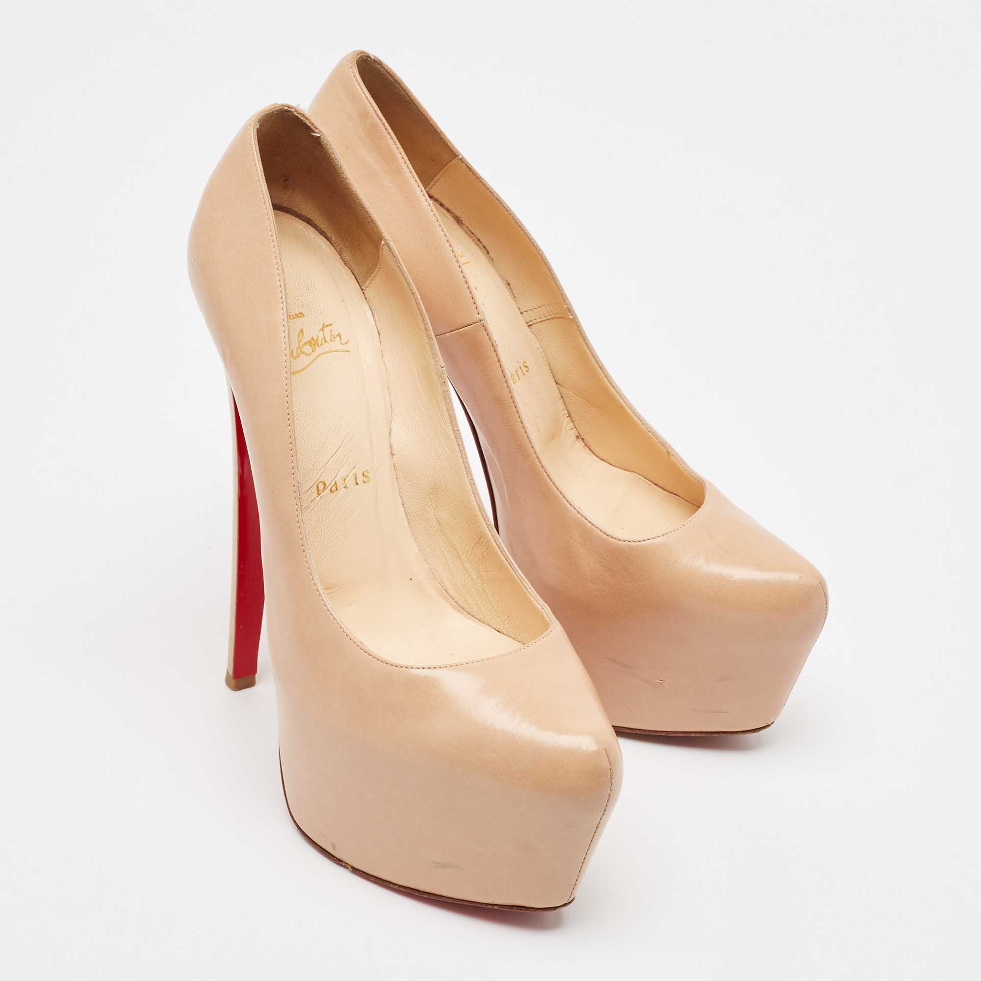 Christian Louboutin Beige Leather Daffodile Platform Pumps Size 38