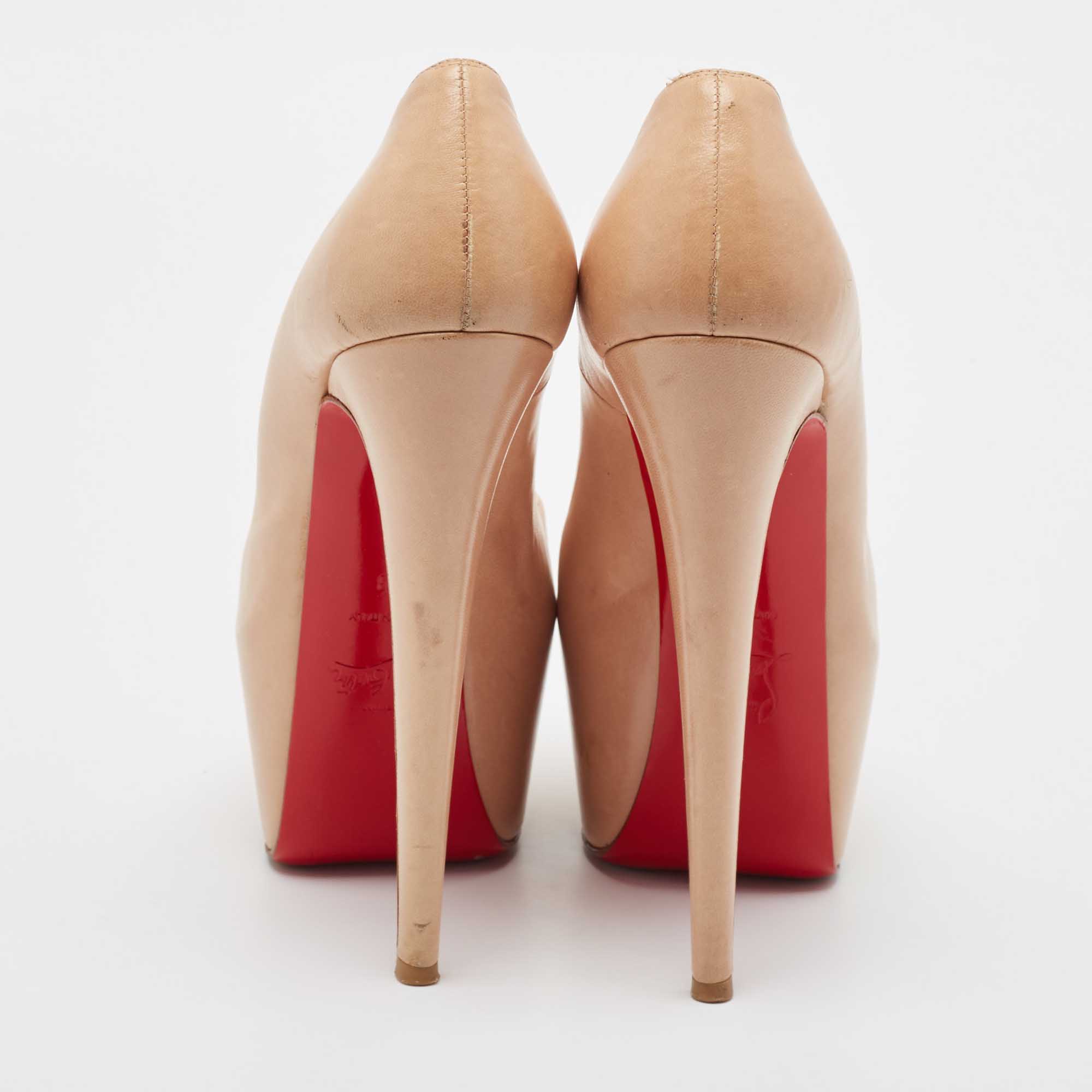 Christian Louboutin Beige Leather Daffodile Platform Pumps Size 38