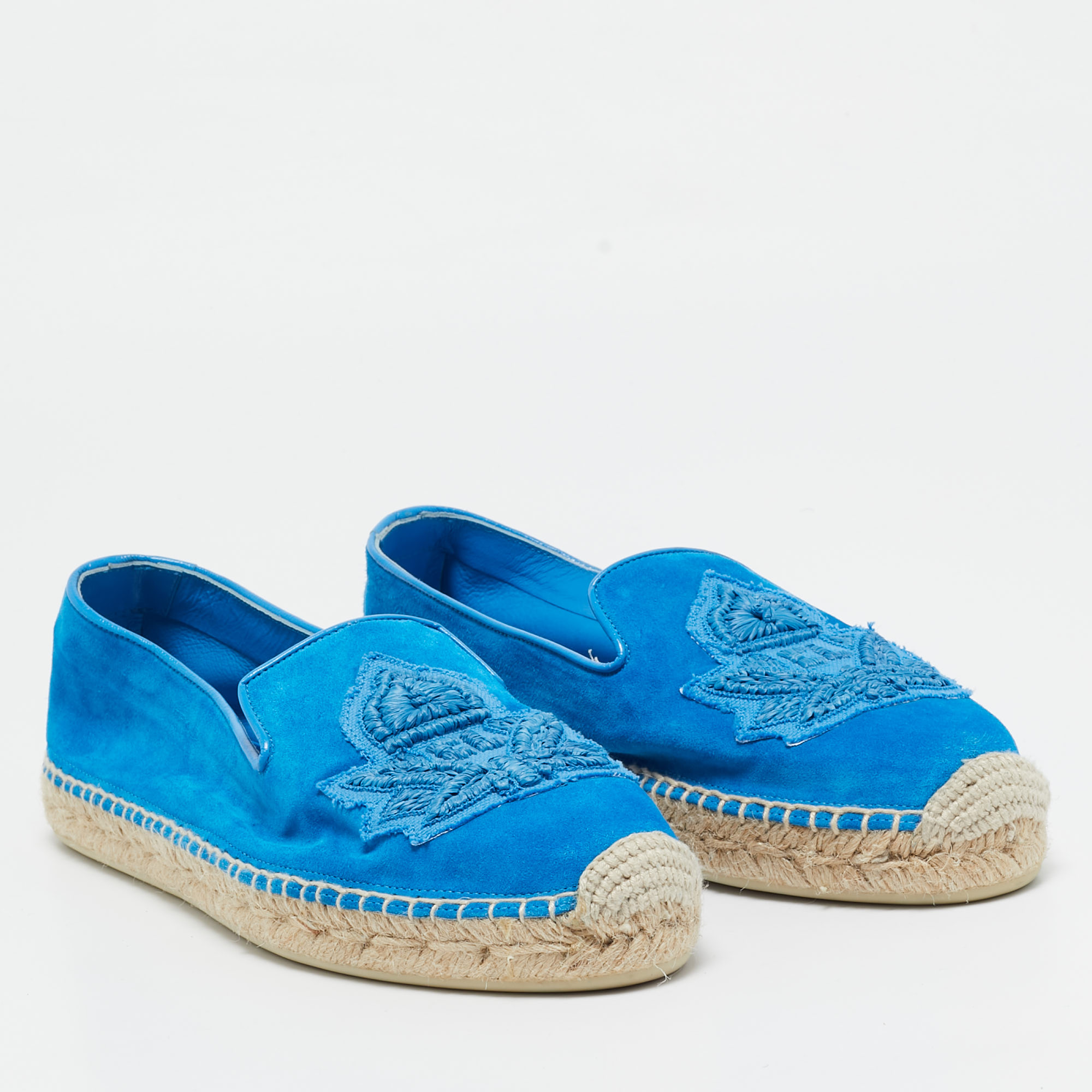 Christian Louboutin Blue Suede Nanou Orlato Espadrille Flats Size 38