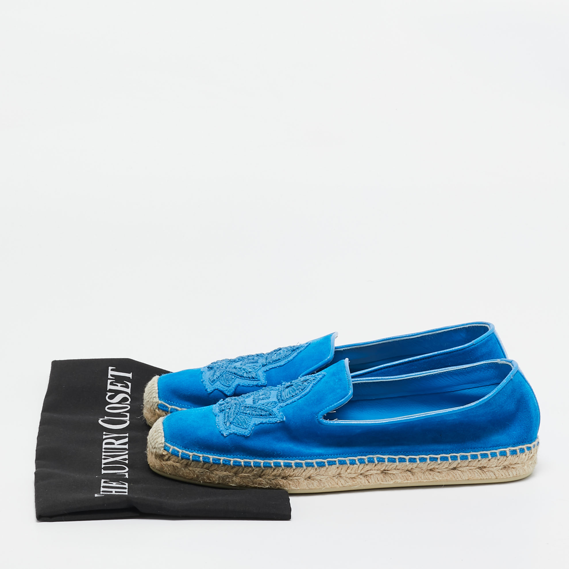 Christian Louboutin Blue Suede Nanou Orlato Espadrille Flats Size 38