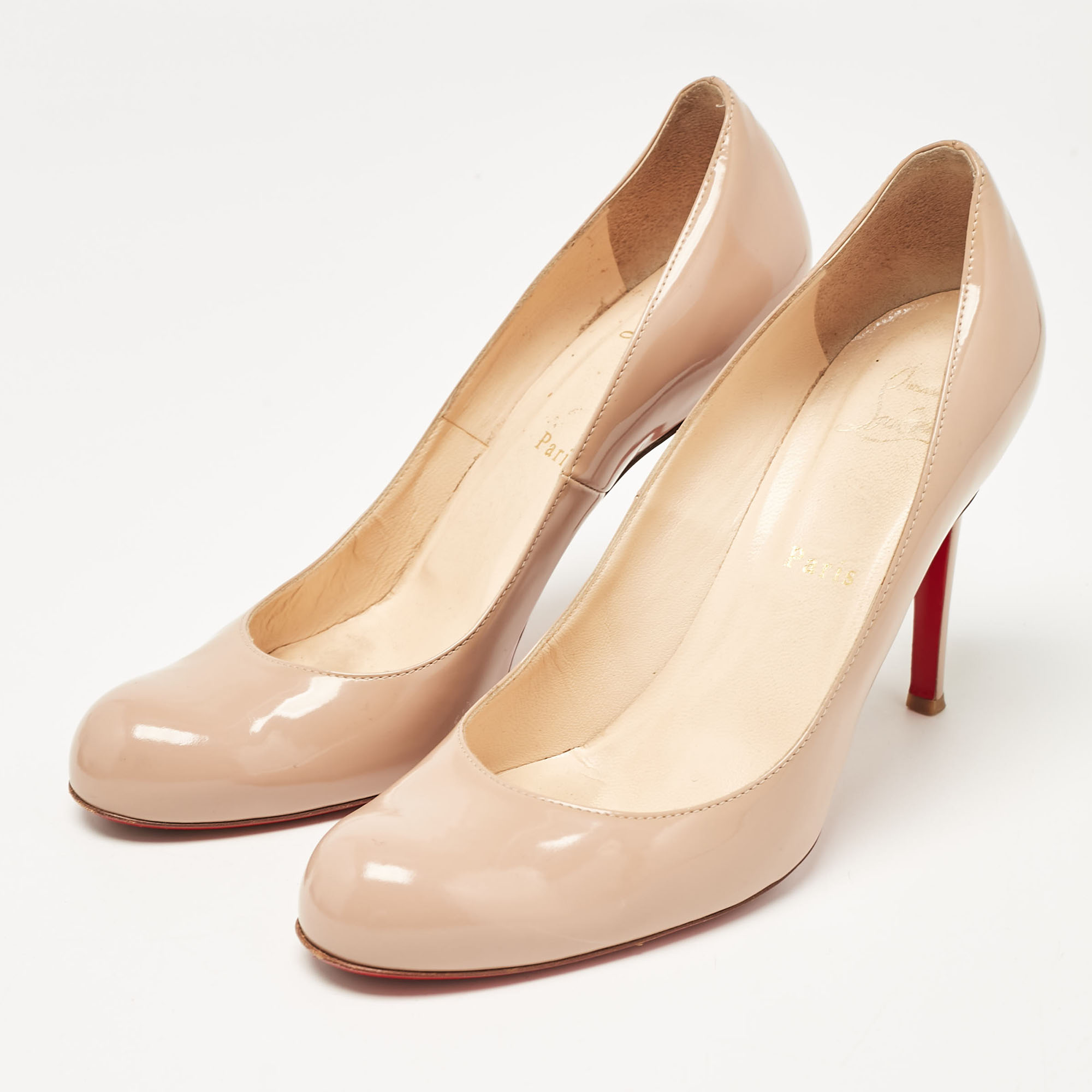 Christian Louboutin Beige Patent Leather Pumppie Pumps Size 39.5