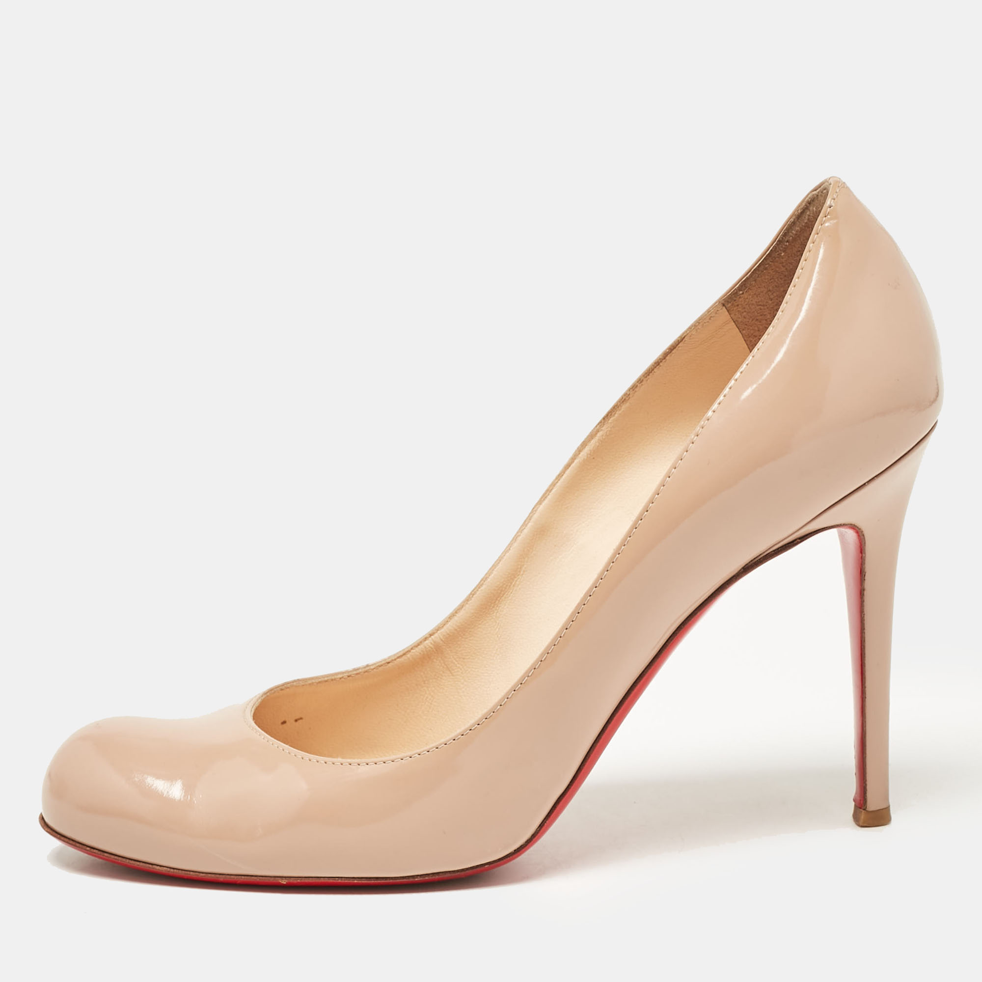 Christian Louboutin Beige Patent Leather Pumppie Pumps Size 39.5