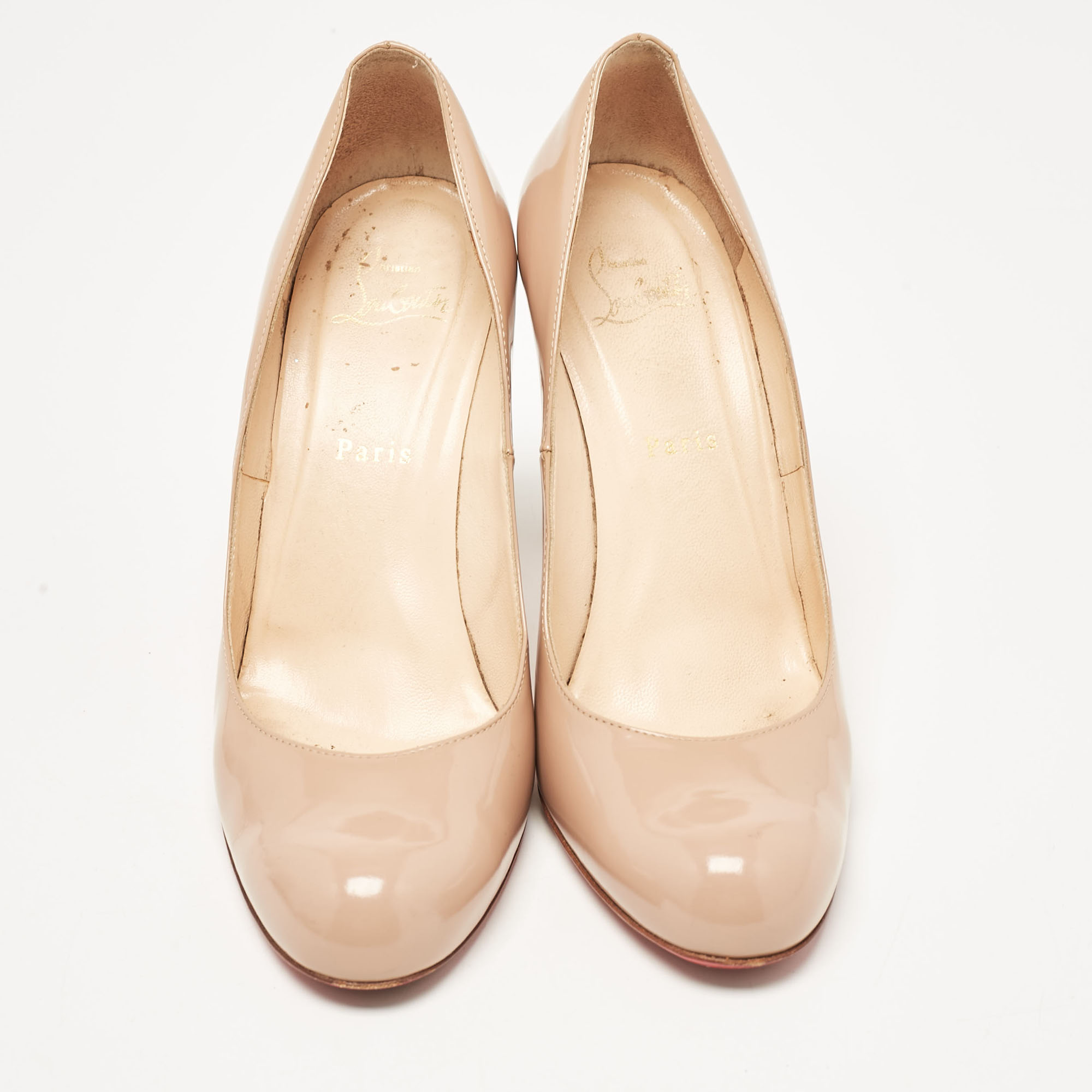 Christian Louboutin Beige Patent Leather Pumppie Pumps Size 39.5