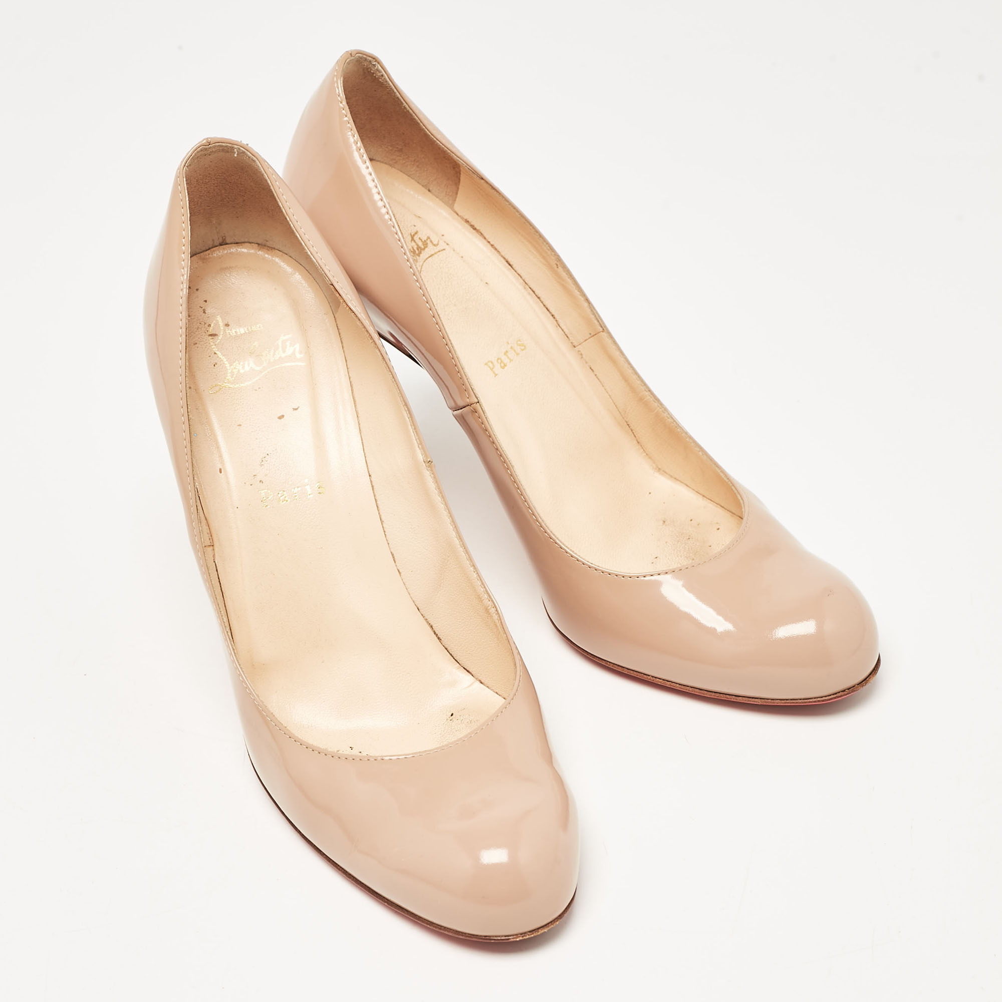 Christian Louboutin Beige Patent Leather Pumppie Pumps Size 39.5