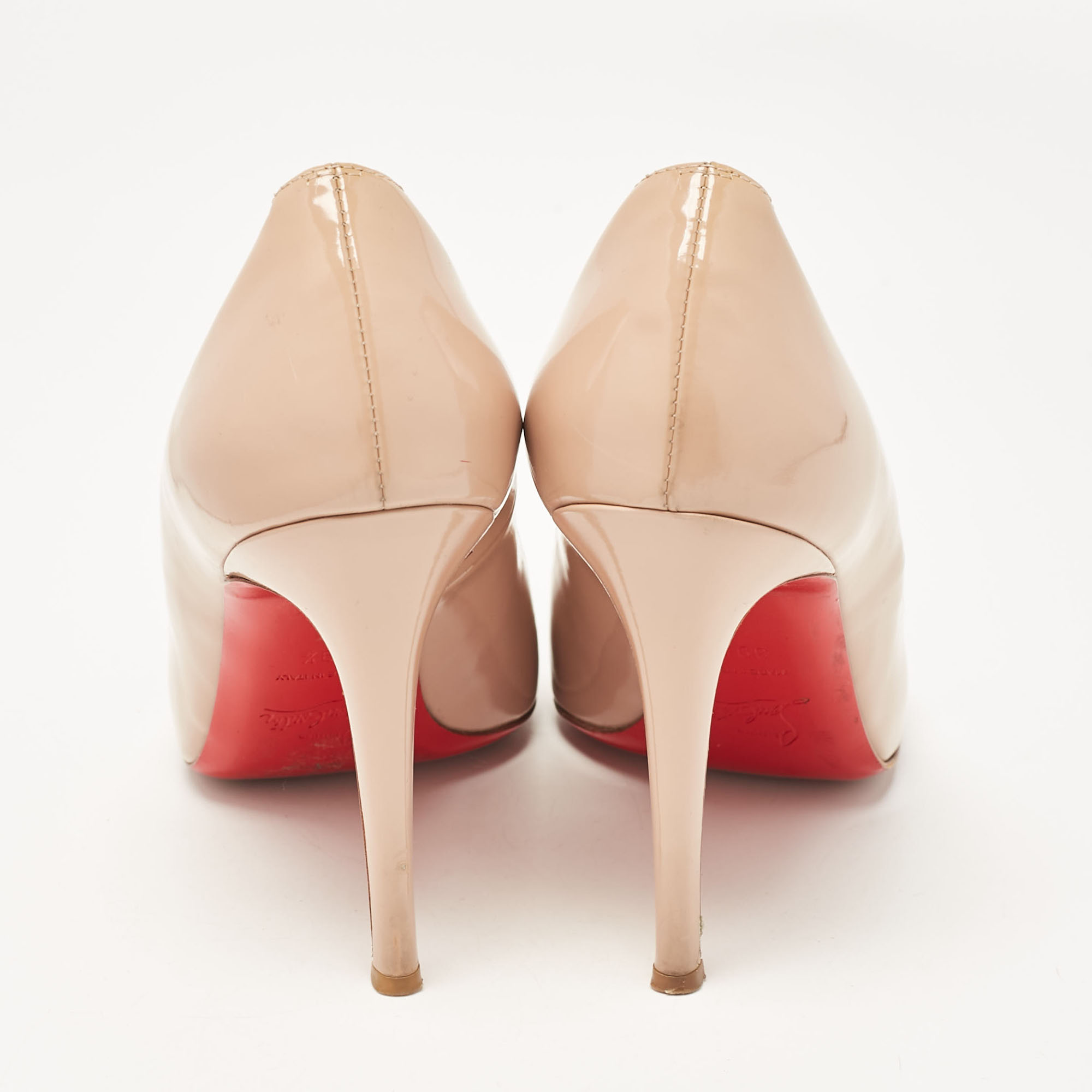 Christian Louboutin Beige Patent Leather Pumppie Pumps Size 39.5