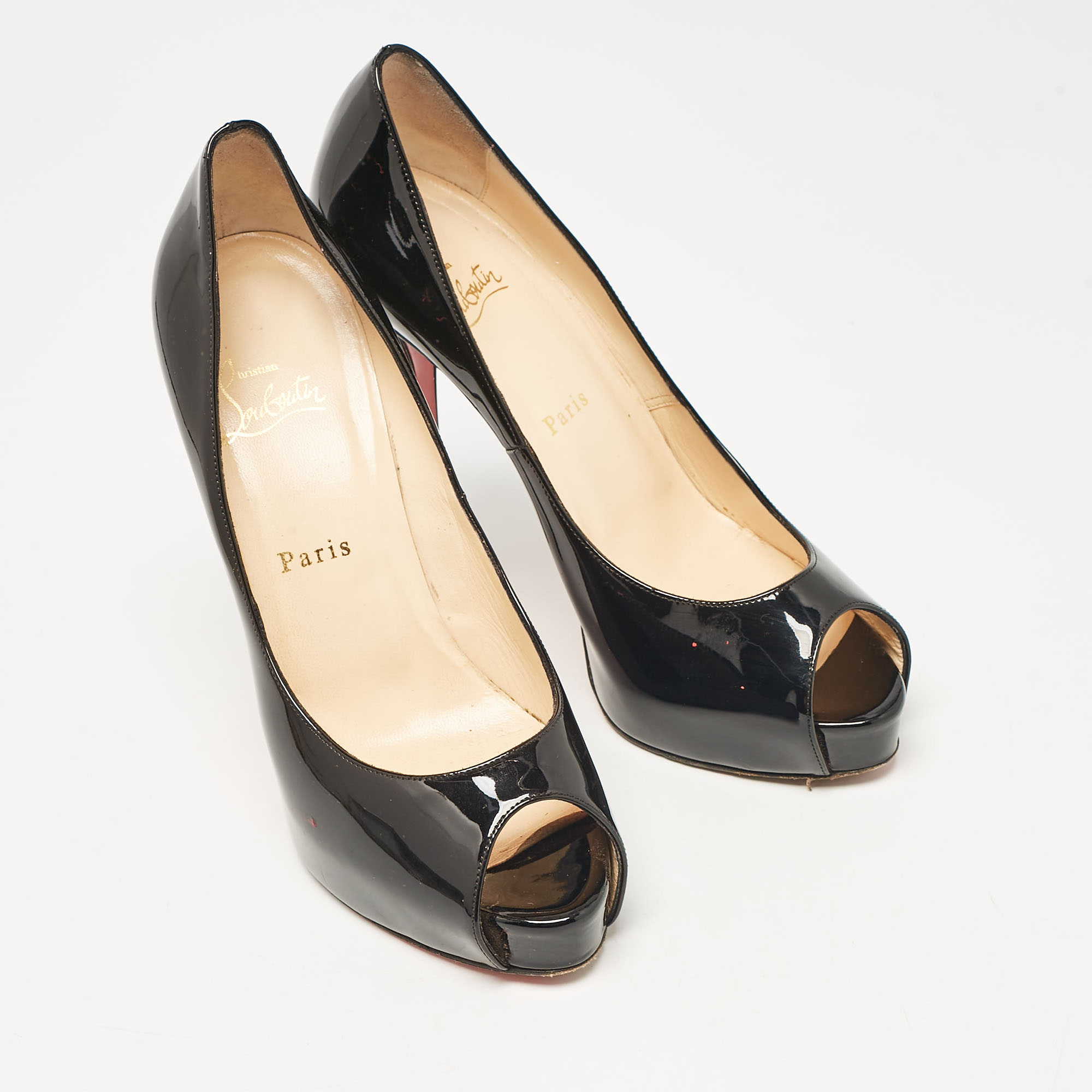 Christian Louboutin Black Patent Leather Very Prive Pumps Size 39.5