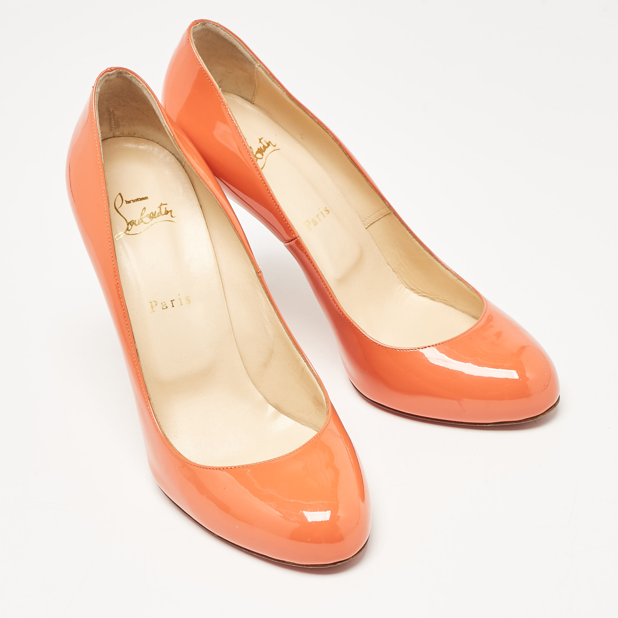 Christian Louboutin Orange Patent Simple Pumps Size 41