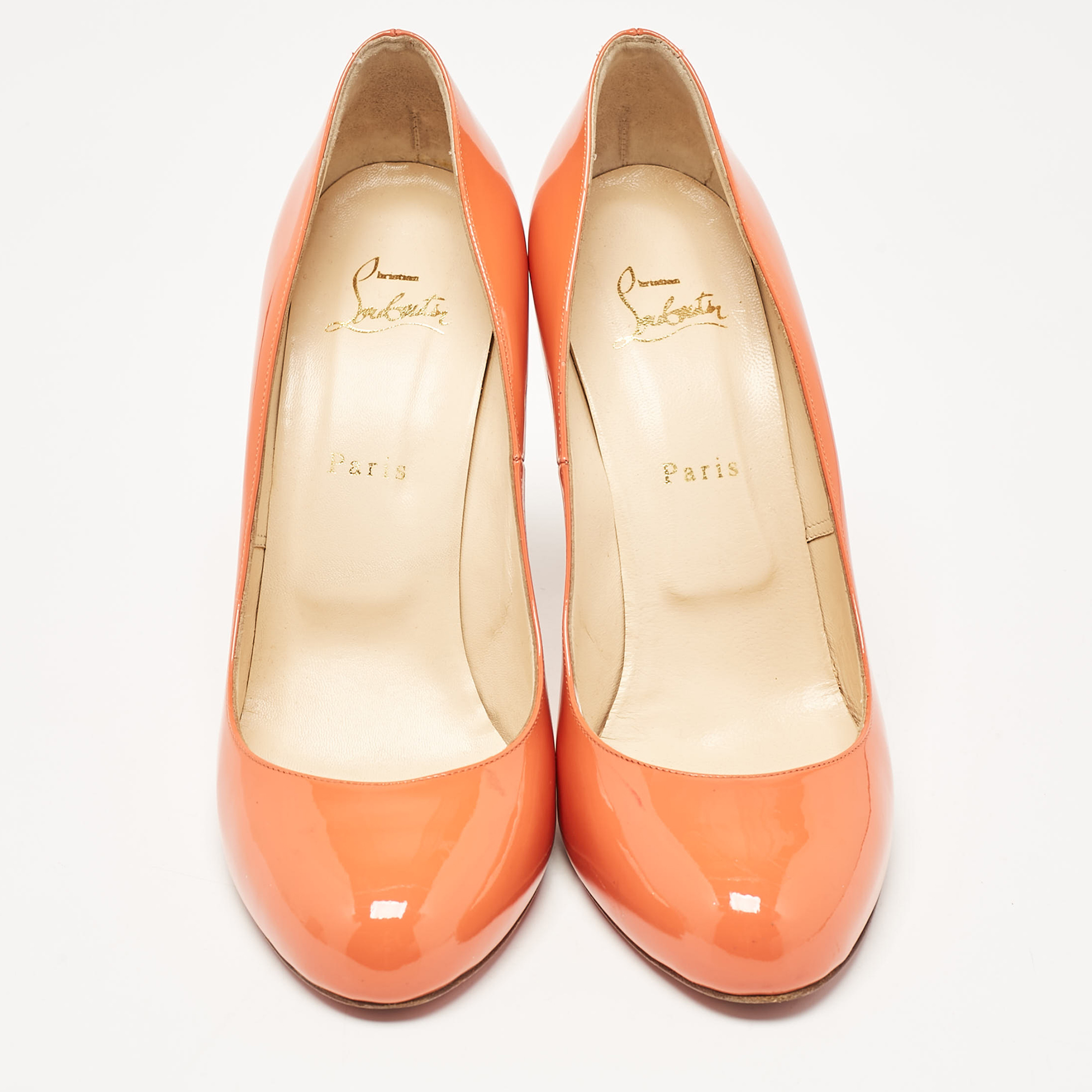 Christian Louboutin Orange Patent Simple Pumps Size 41