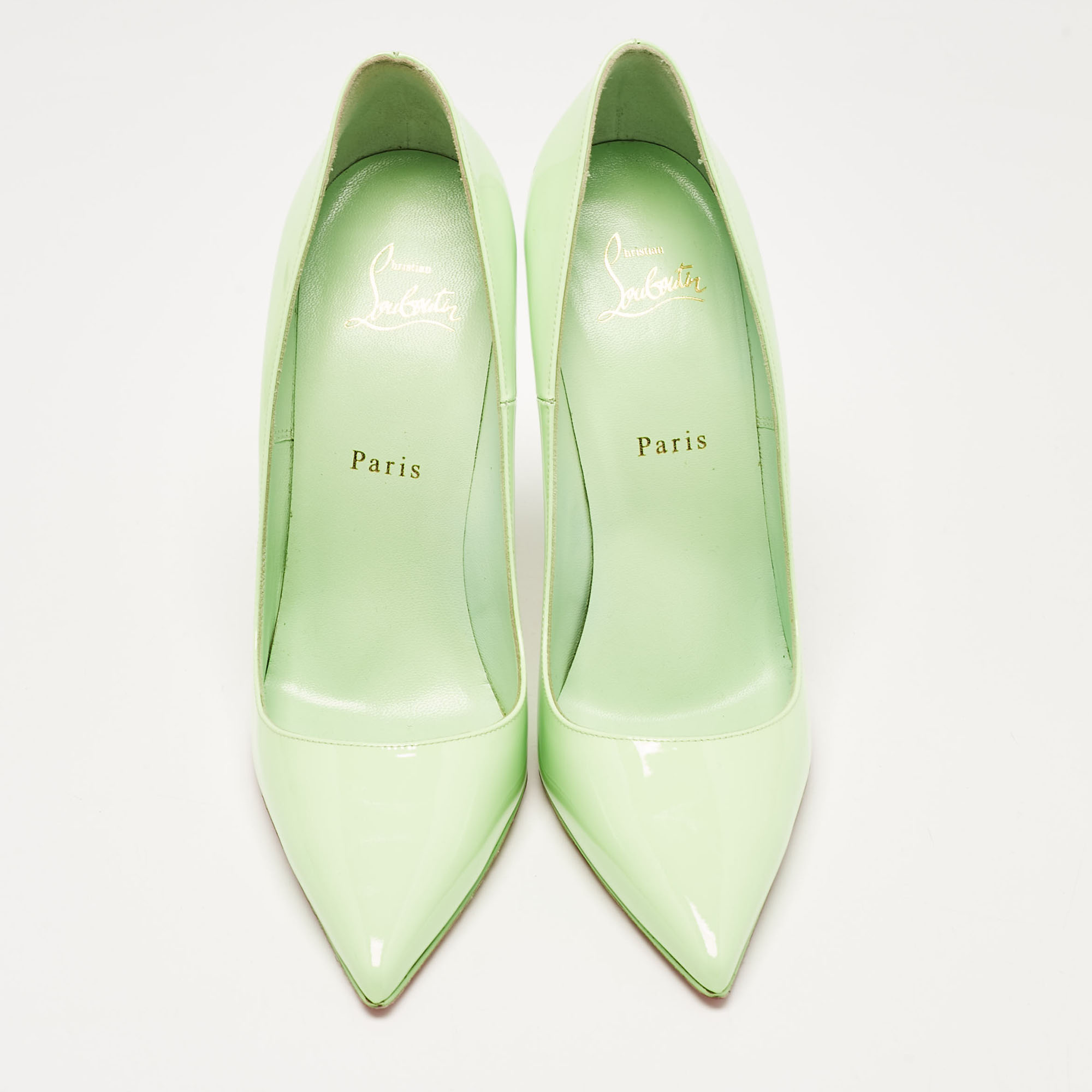 Christian Louboutin Green Patent Leather So Kate Pointed Toe Pumps Size 40