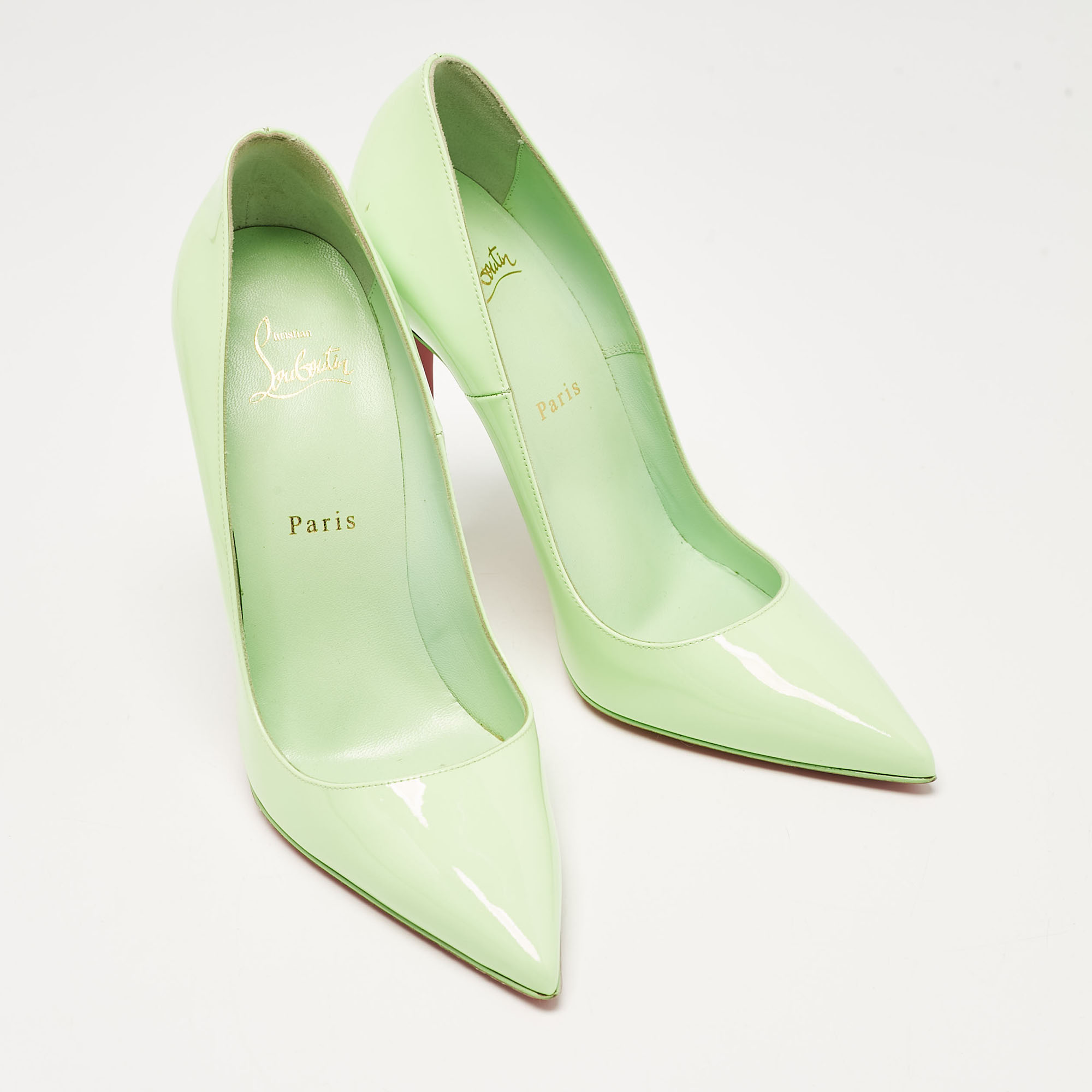 Christian Louboutin Green Patent Leather So Kate Pointed Toe Pumps Size 40