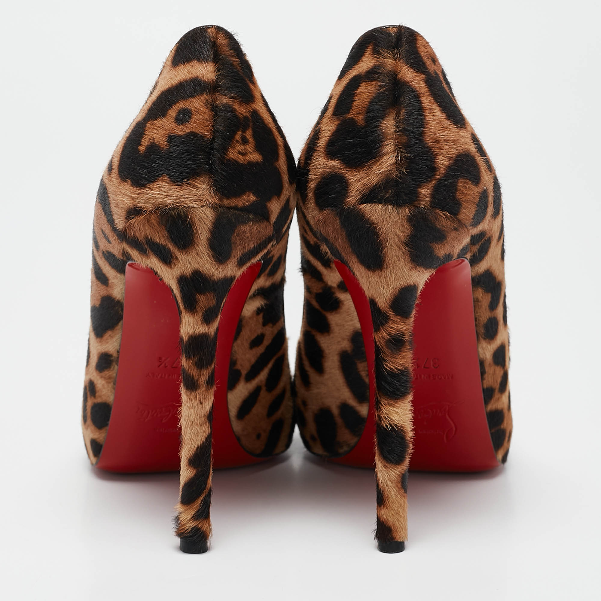 Christian Louboutin Beige/Brown Leopard Print Calf Hair Flo Pumps Size 37.5