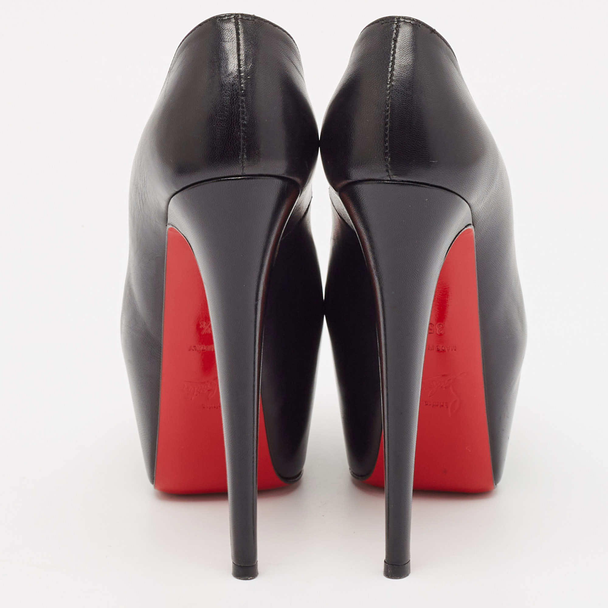 Christian Louboutin Black Leather Highness Peep Toe Pumps Size 35.5