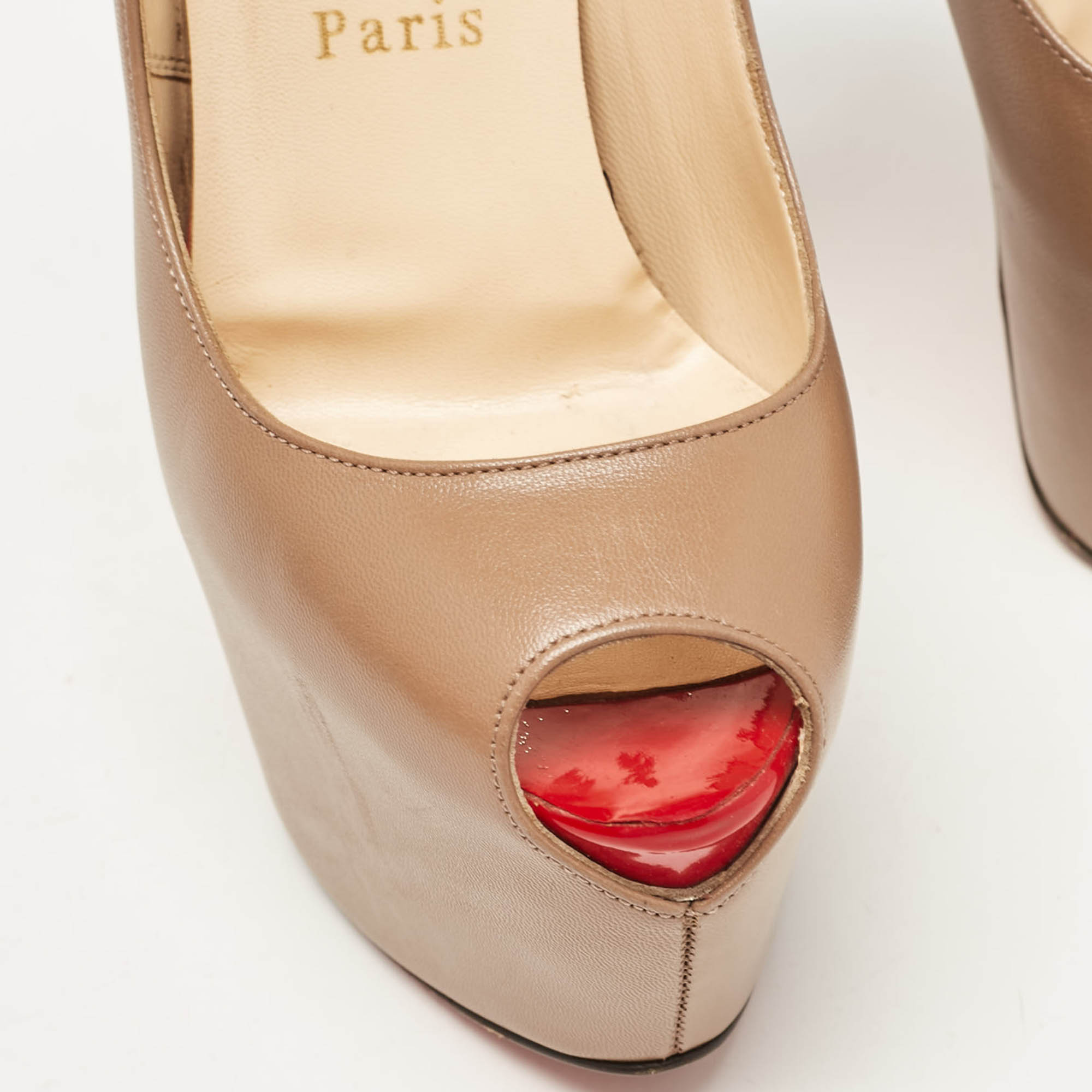 Christian Louboutin Light Brown Leather Highness Pumps Size 35.5