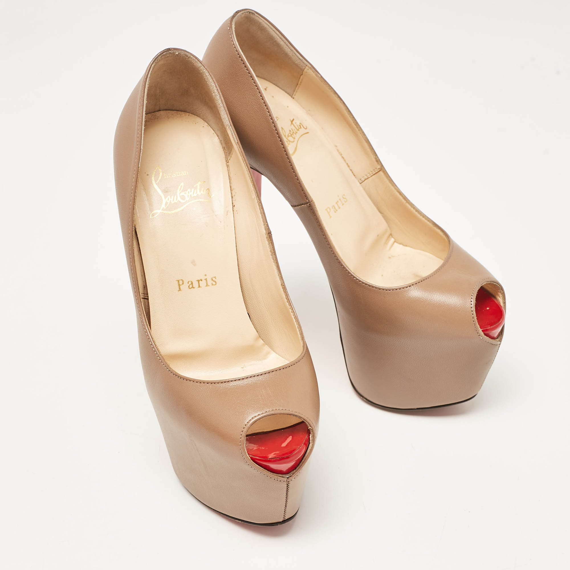 Christian Louboutin Light Brown Leather Highness Pumps Size 35.5