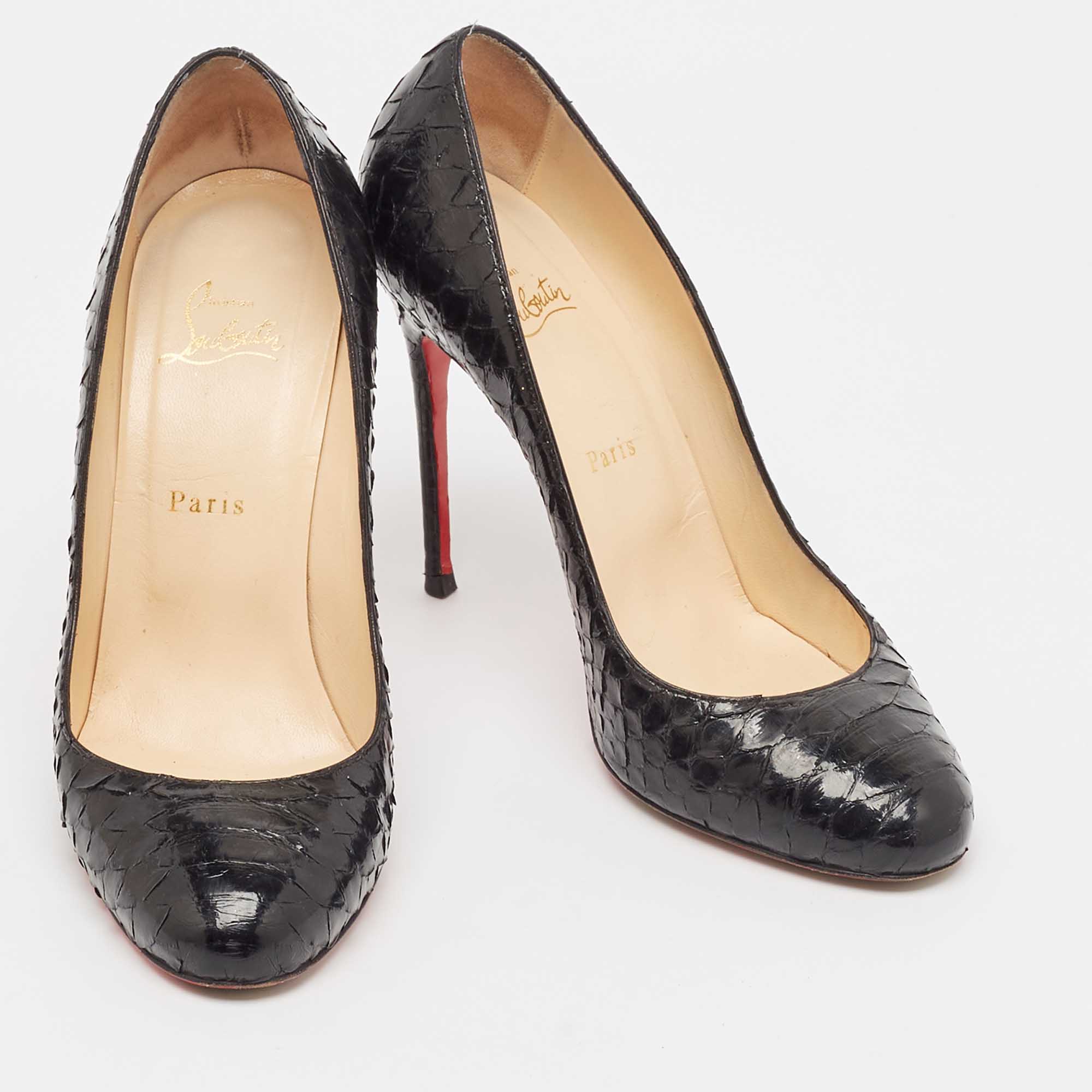 Christian Louboutin Black Python Leather Fifi Pumps Size 40