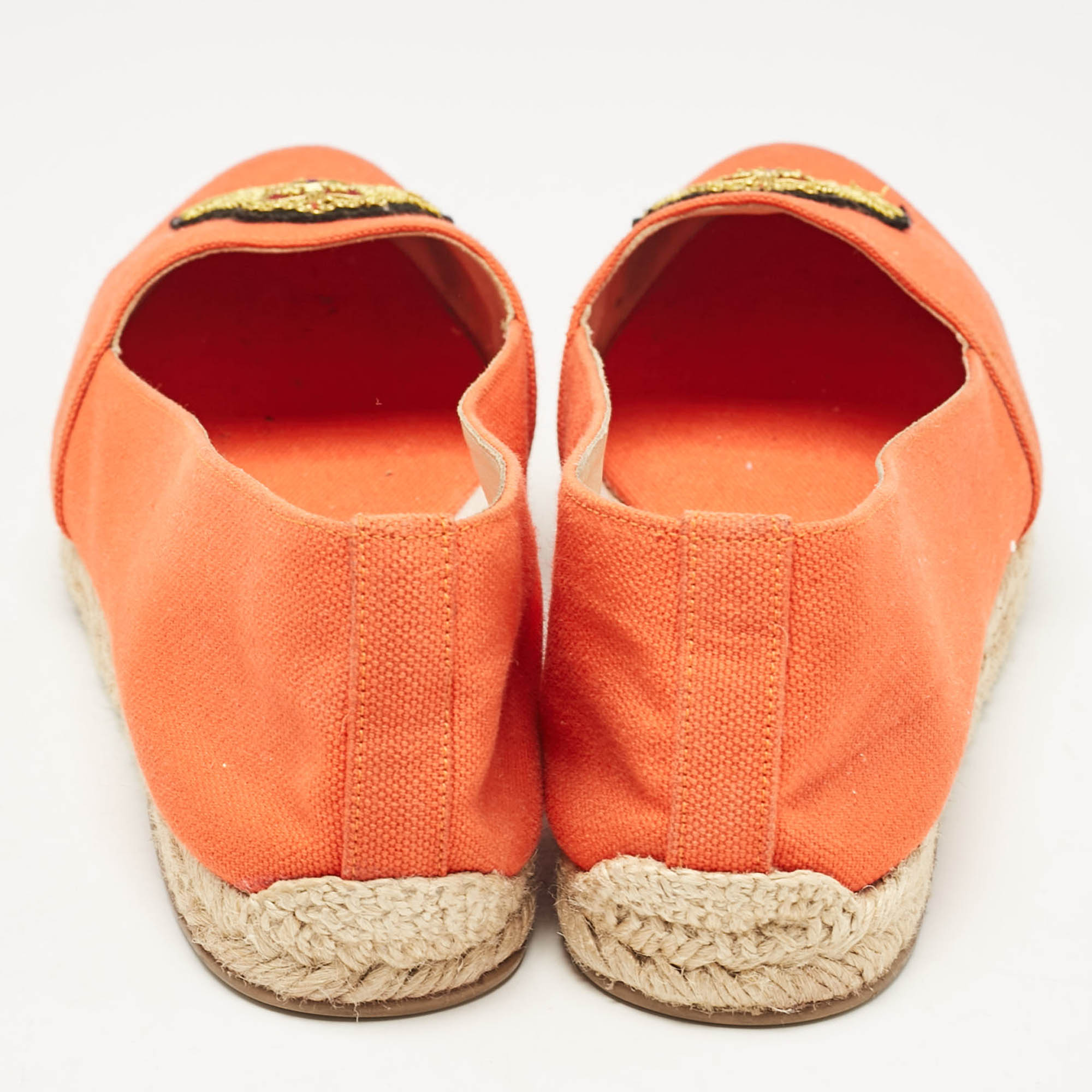 Christian Louboutin Orange Canvas Gala Espadrille Flats Size 40