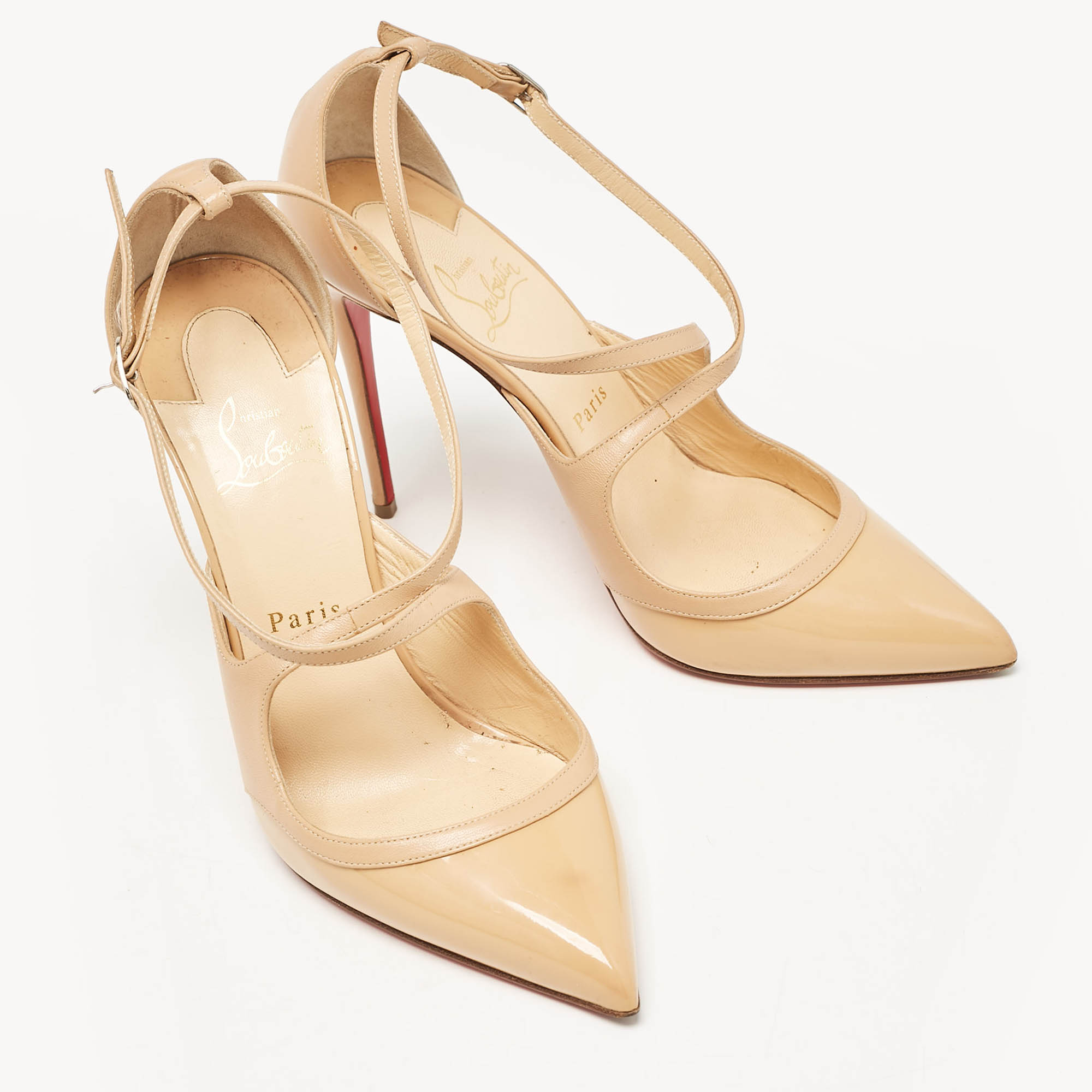 Christian Louboutin Beige Leather Crossfliketa Pumps Size 39